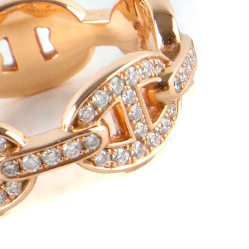 HERMÈS - Chaine d’Ancre Enchaînée ring in pink gold and diamonds (T54)