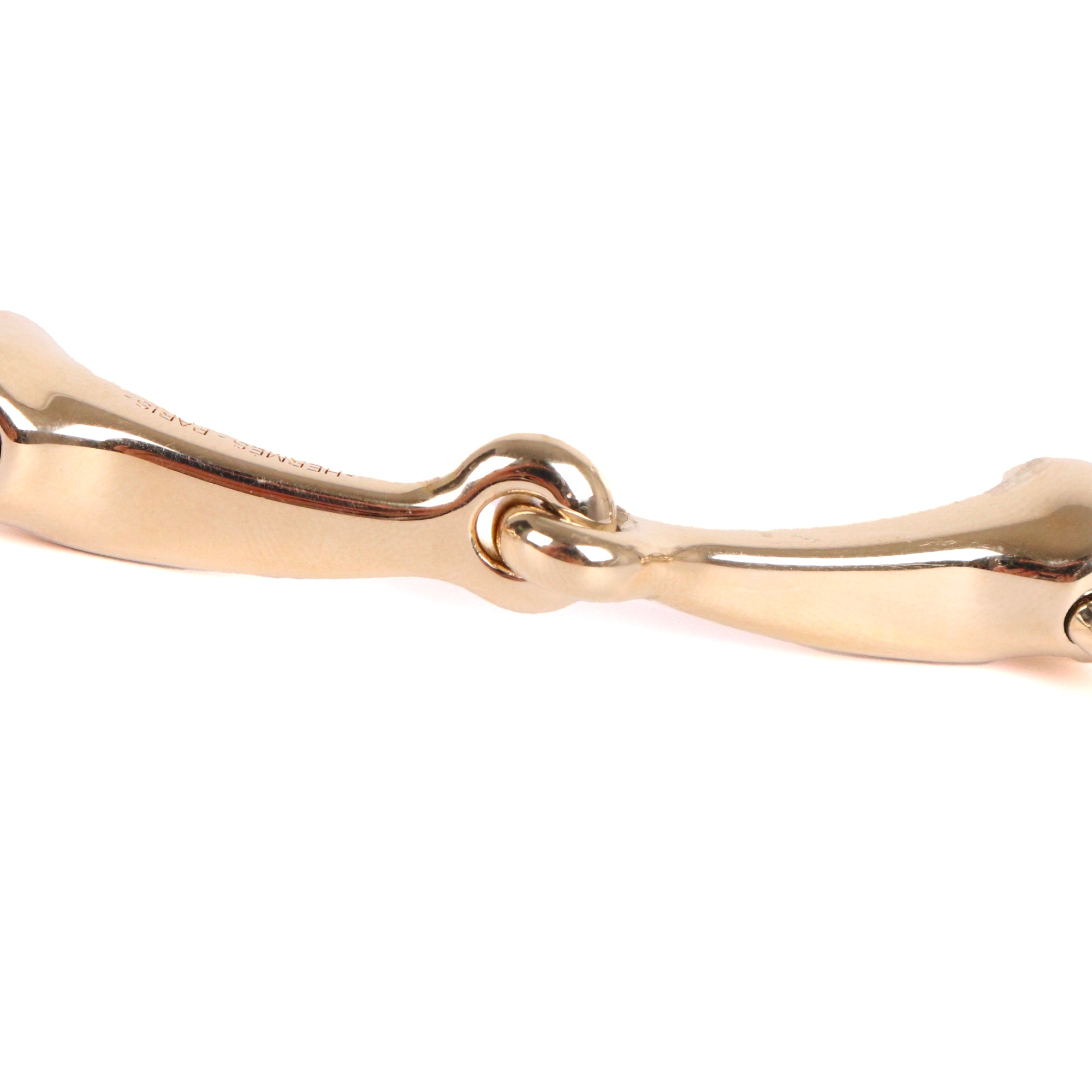 HERMÈS - Anneau de foulard Mors Hermès en métal champagne