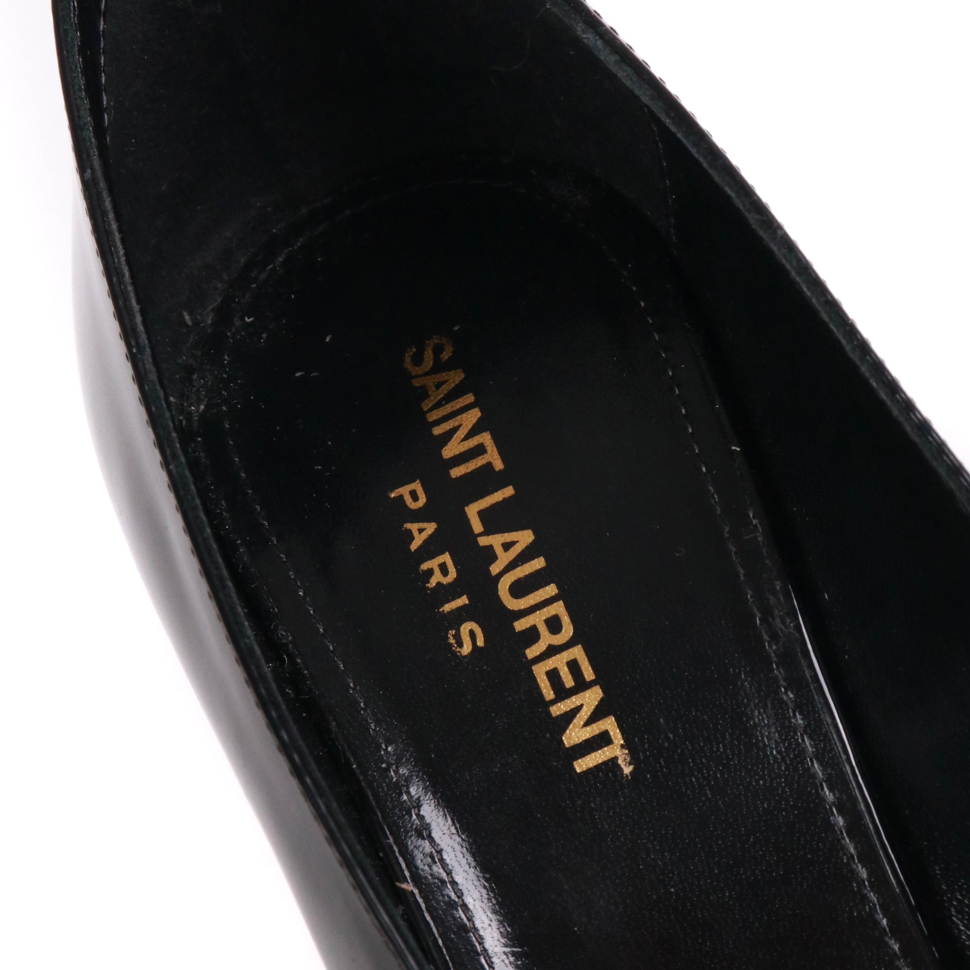 SAINT LAURENT - Escarpins Swing Saint Laurent en cuir verni noir (T38,5)