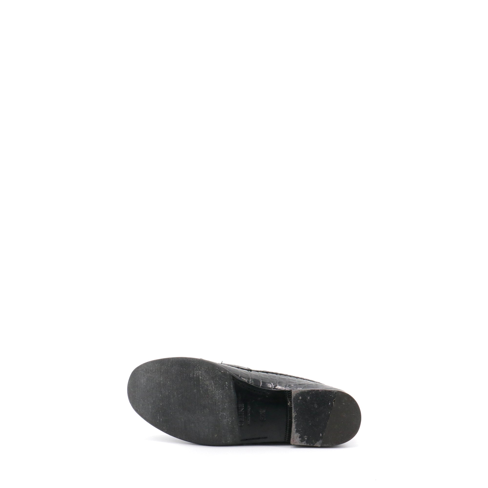 CELINE - Celine Triomphe loafers in black croc-embossed leather (size 37.5)