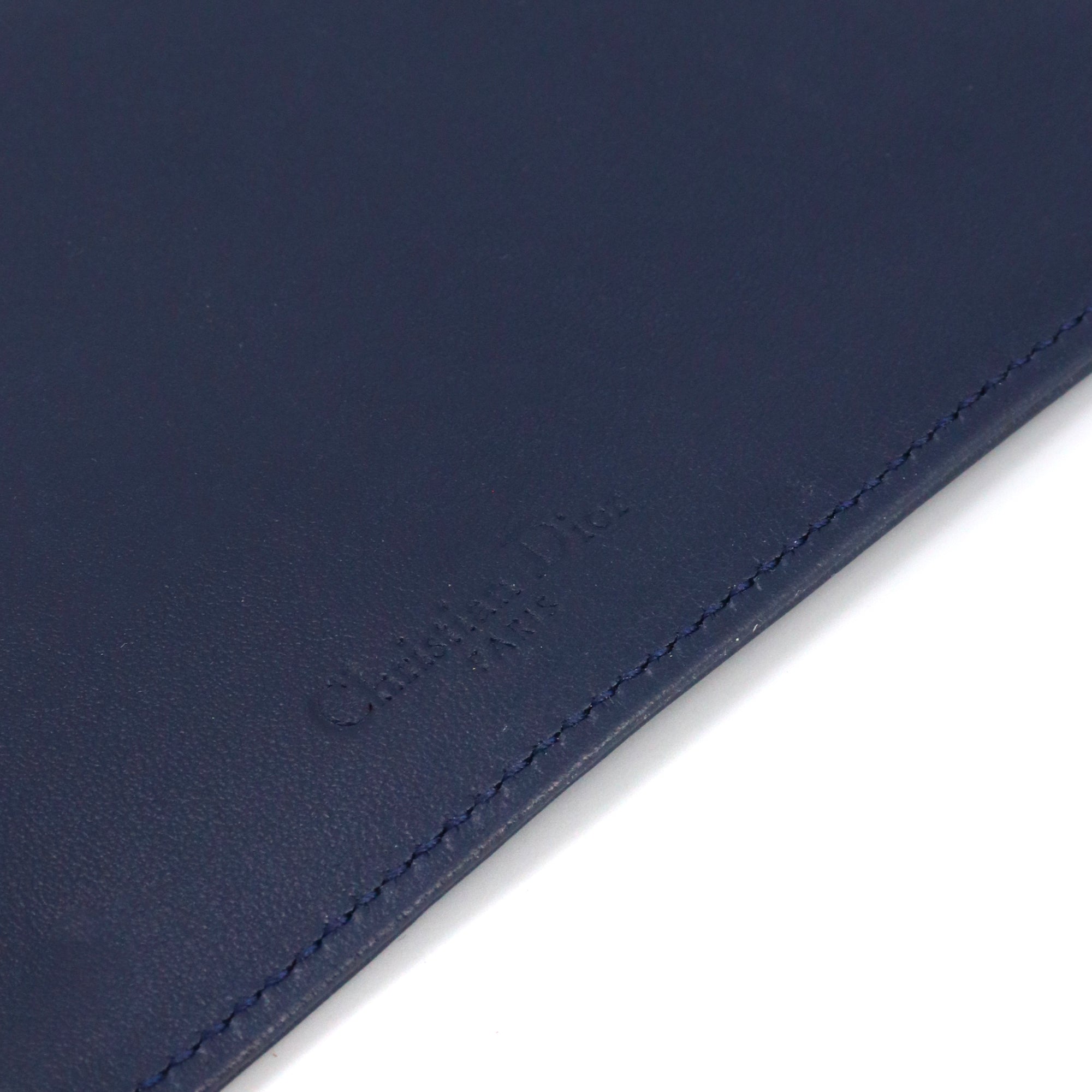 DIOR - Dior card holder in navy blue leather