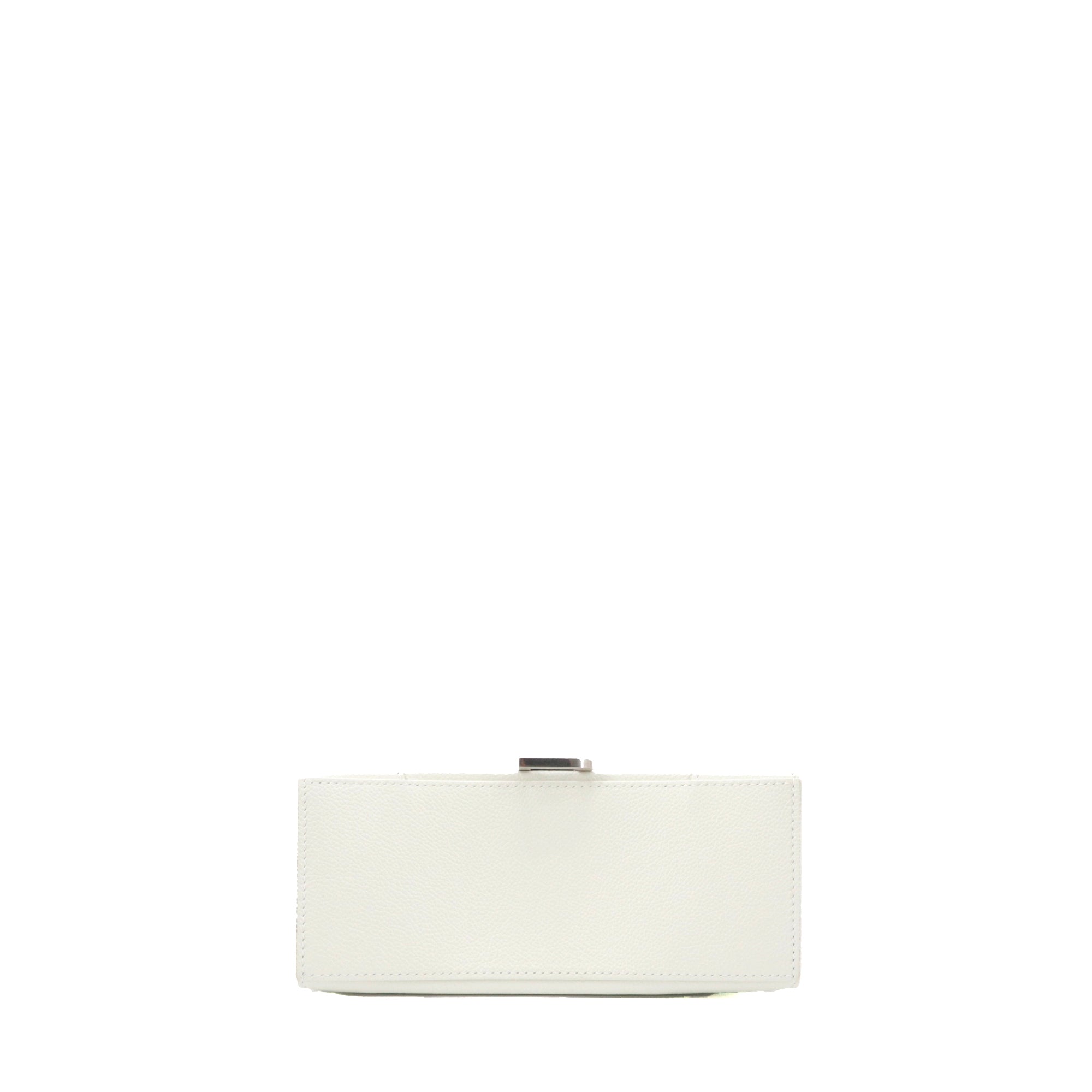 BALENCIAGA - Hourglass Balenciaga Small Size shoulder bag in white grained leather