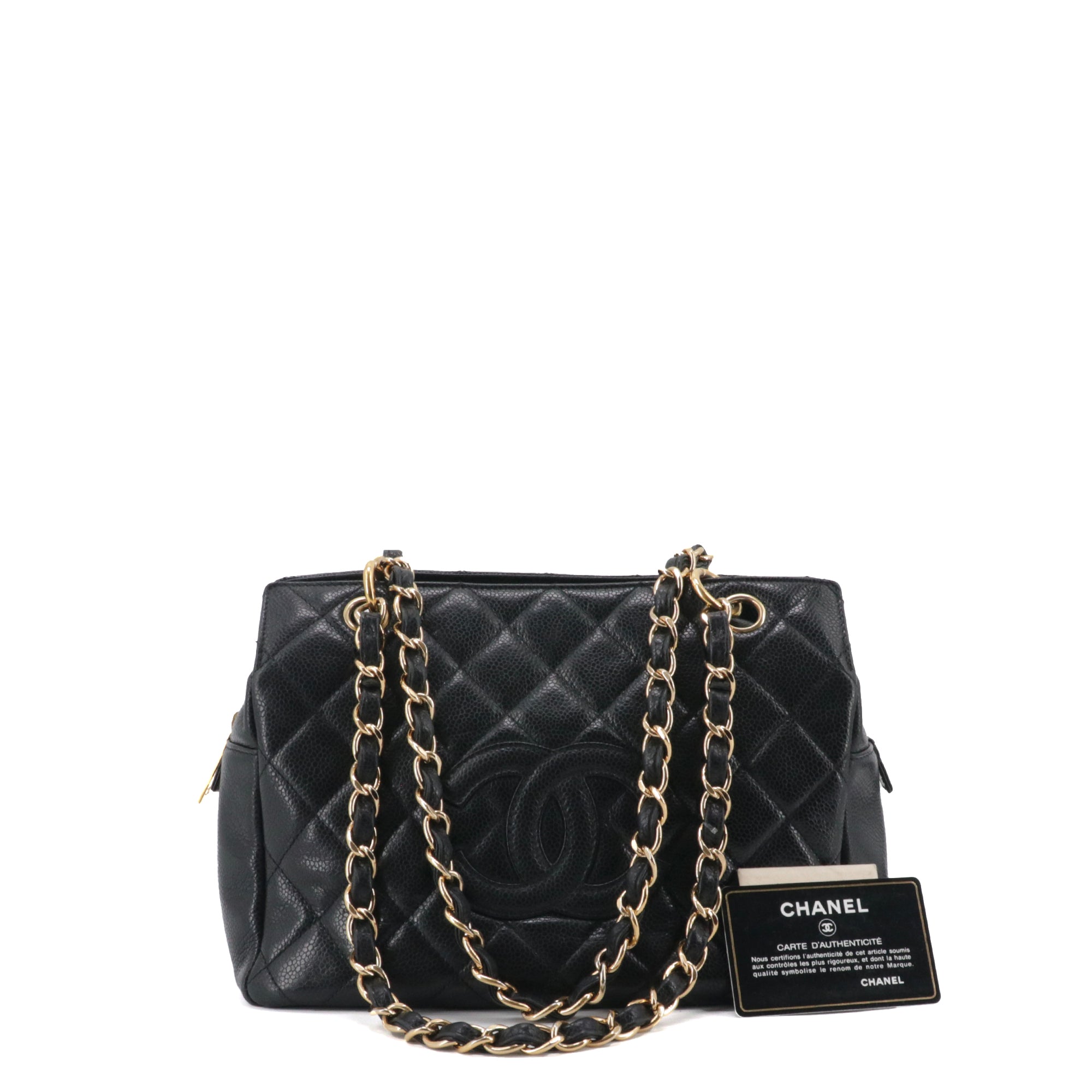 CHANEL - Chanel PM Shopping Tote Bag in Black Caviar Leather