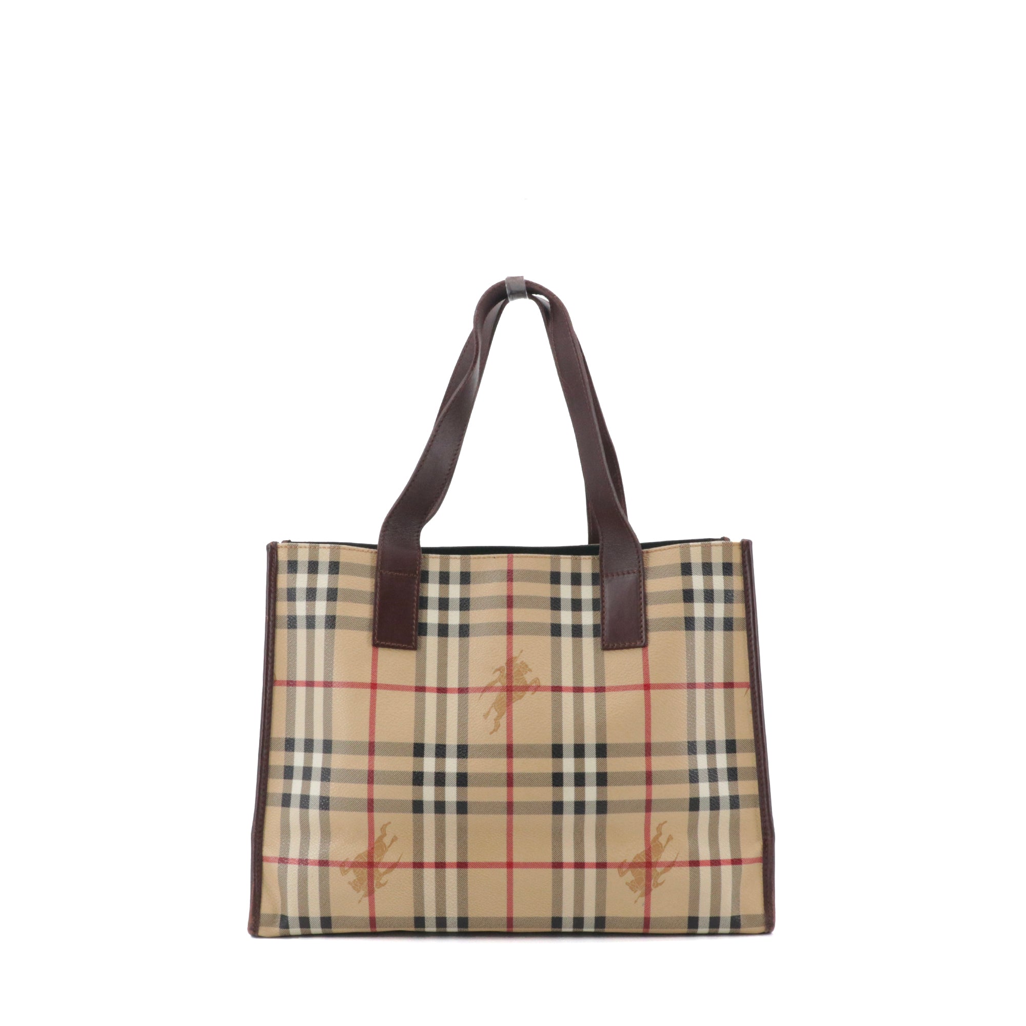 BURBERRY - Burberry tote bag in beige check canvas 