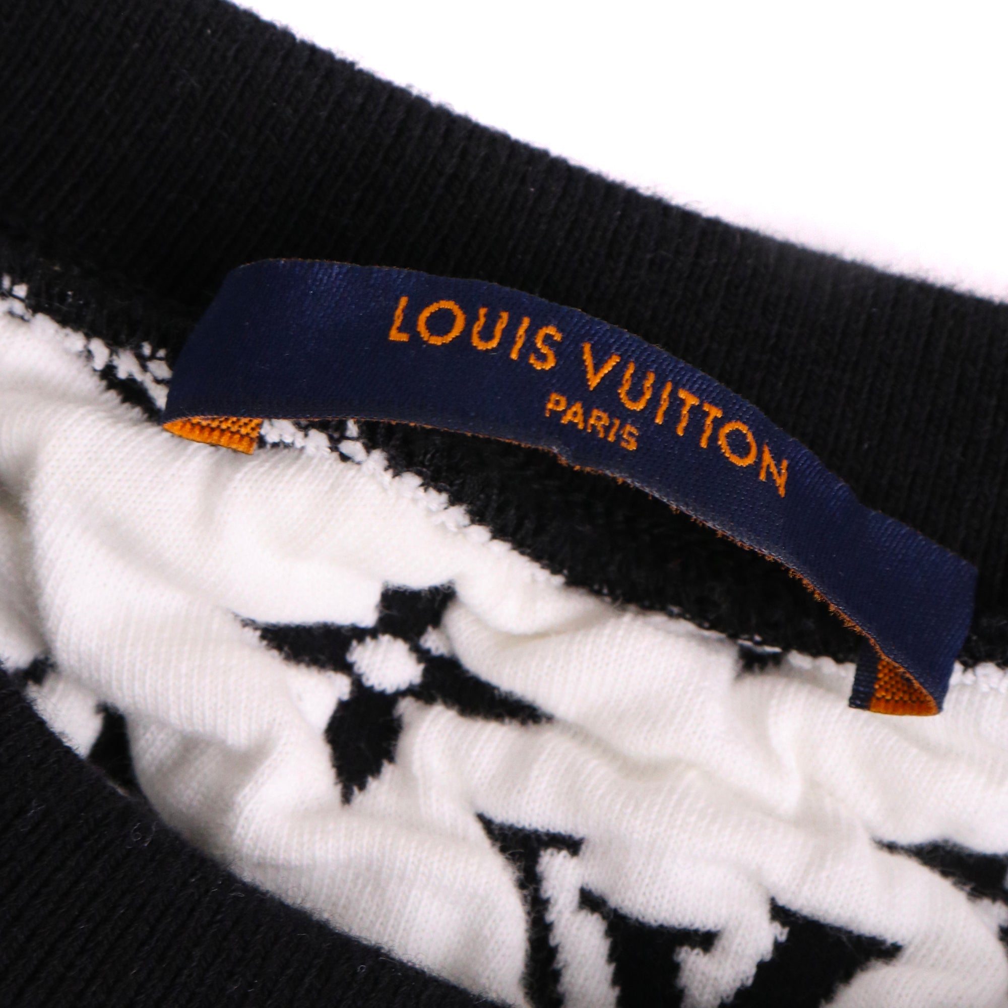 LOUIS VUITTON - Pull Louis Vuitton en coton monogrammé noir et blanc (M)