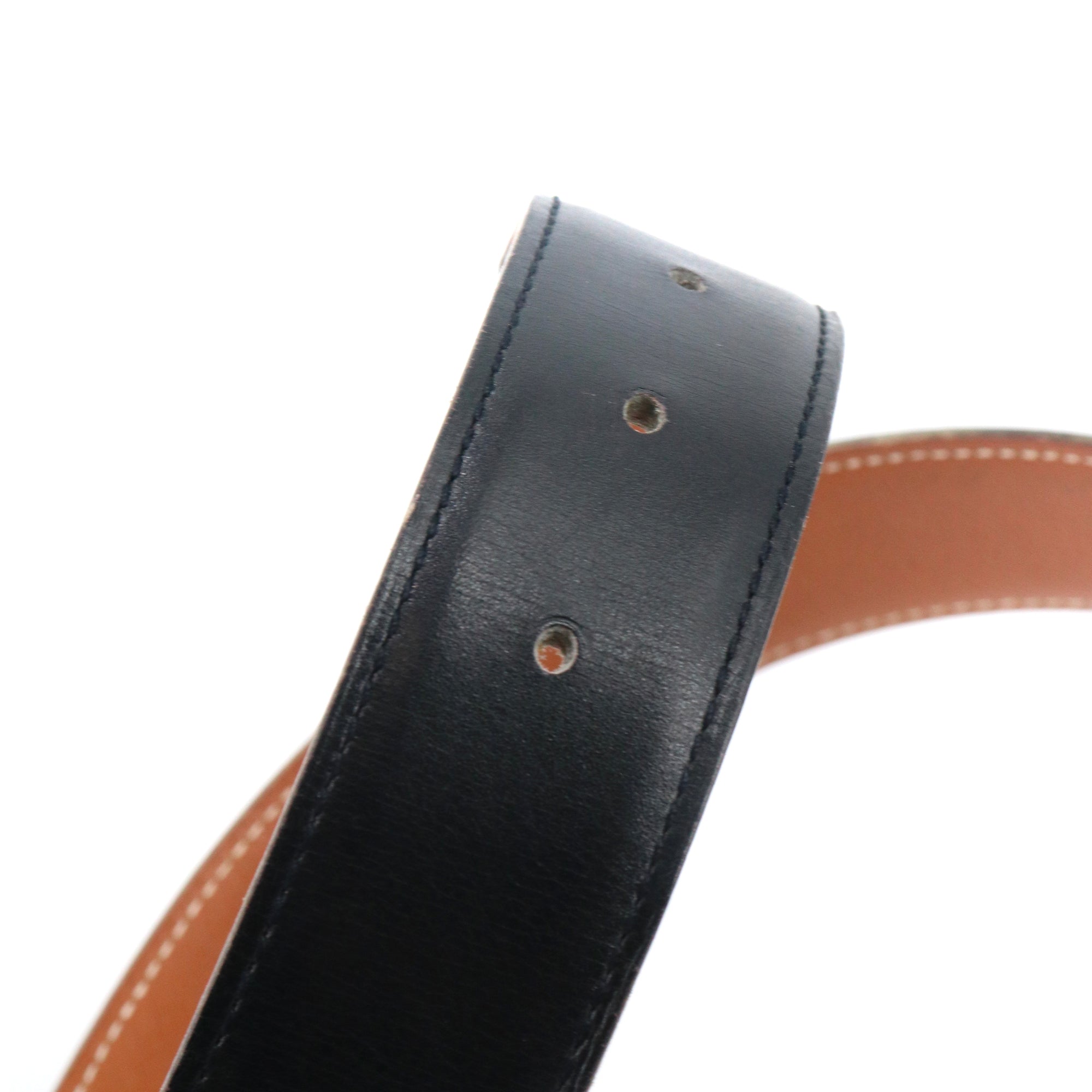 HERMÈS - Hermès reversible H belt in black and gold leather (T70)