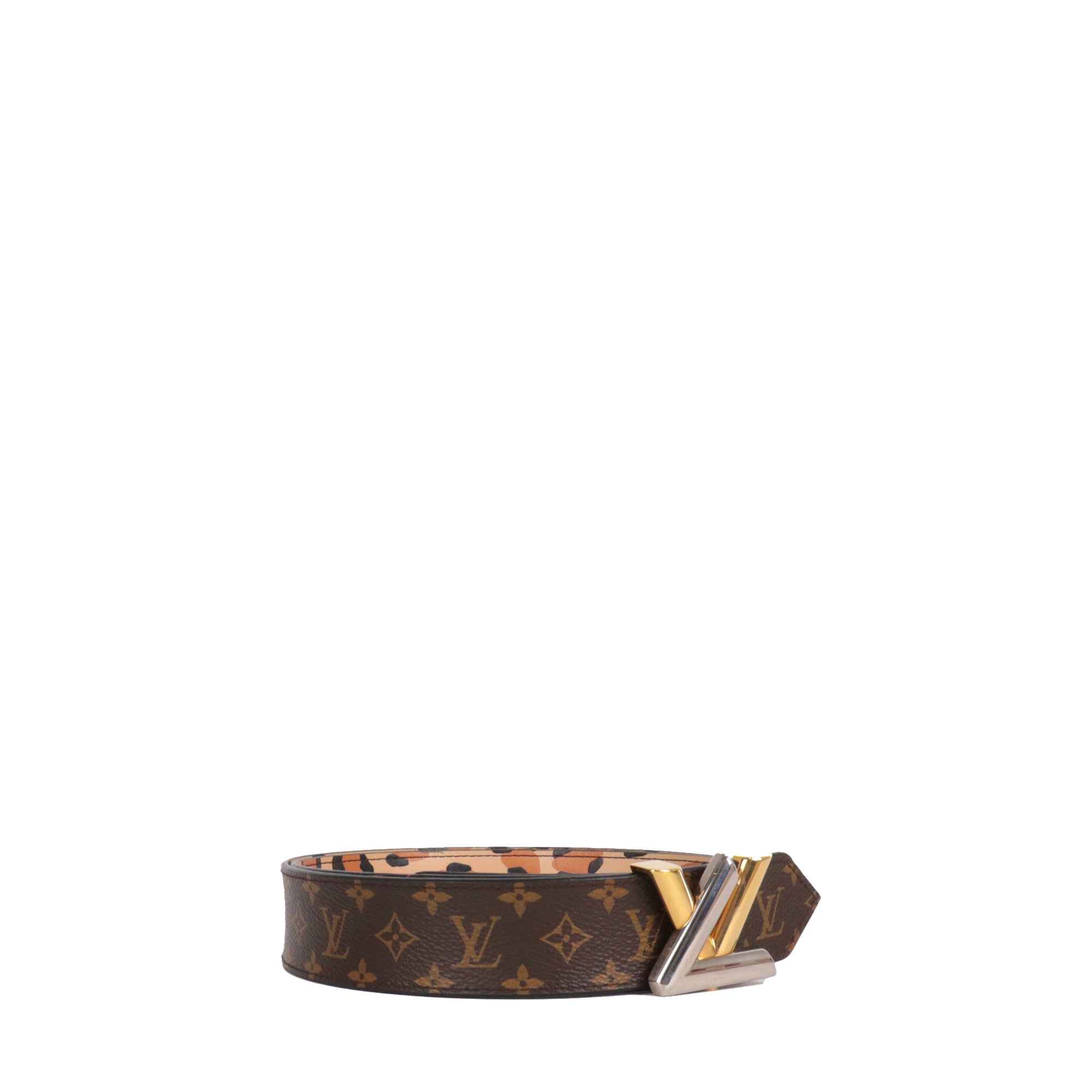 LOUIS VUITTON - Ceinture Twist Louis Vuitton en toile enduite et cuir (T95)