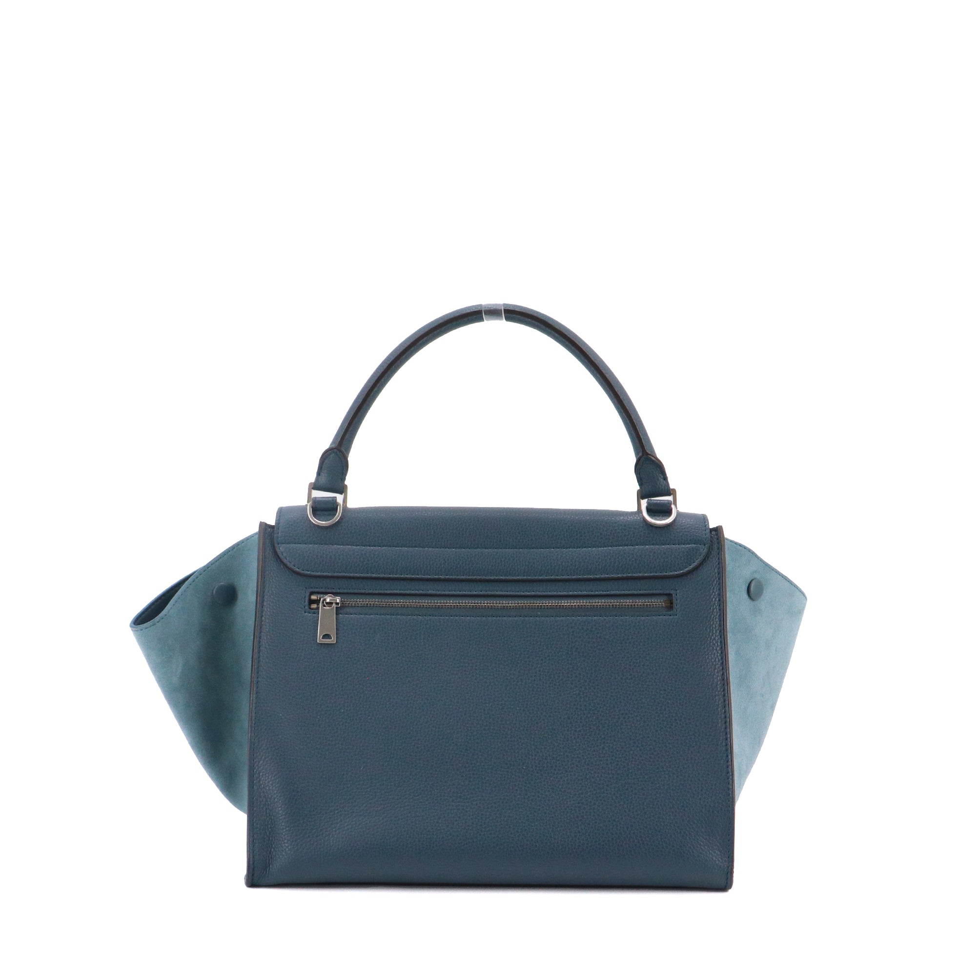 CELINE - Sac à main Trapeze Medium Celine en cuir grainé bleu marine
