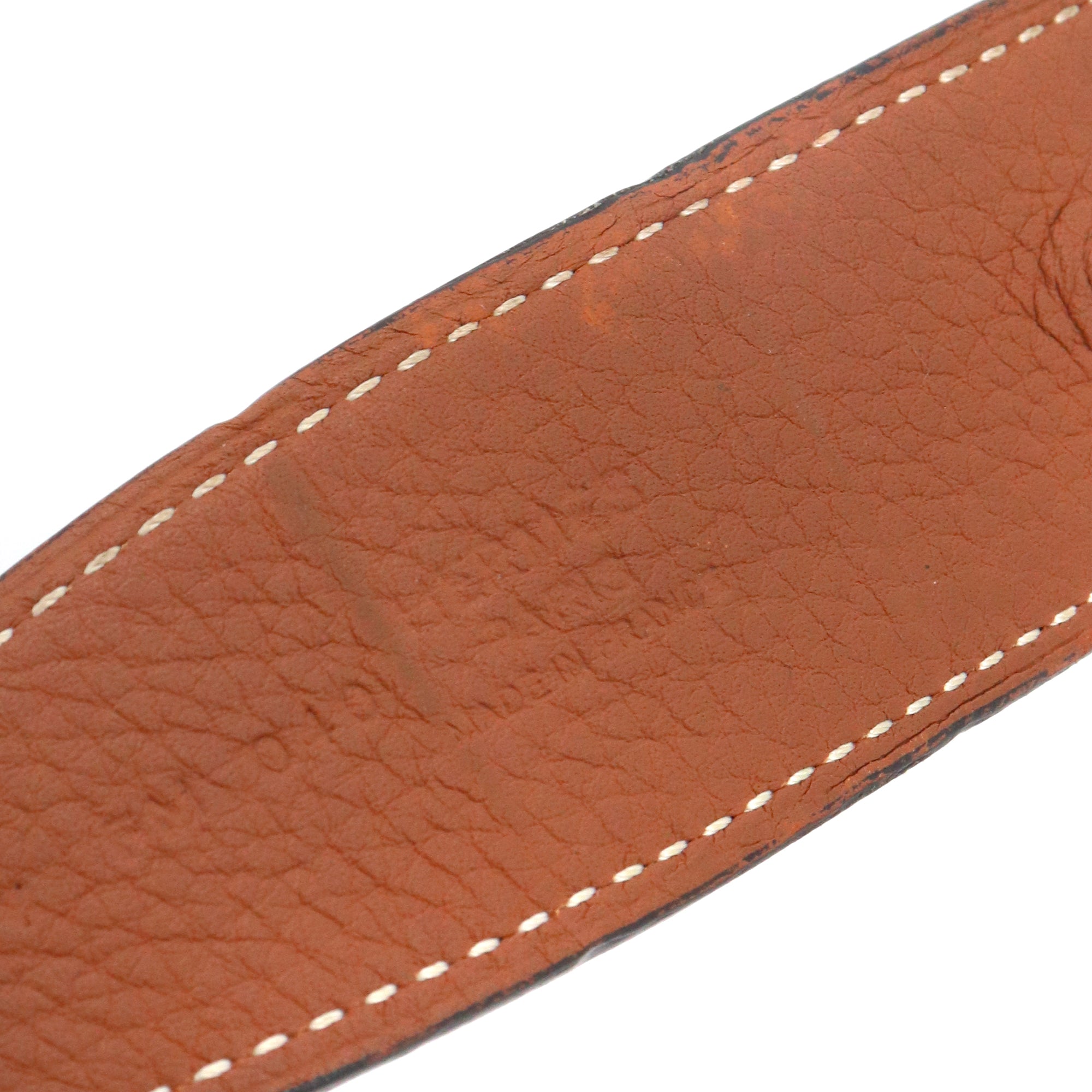 HERMÈS - Ceinture réversible H Hermès en cuir lisse noir (T90)