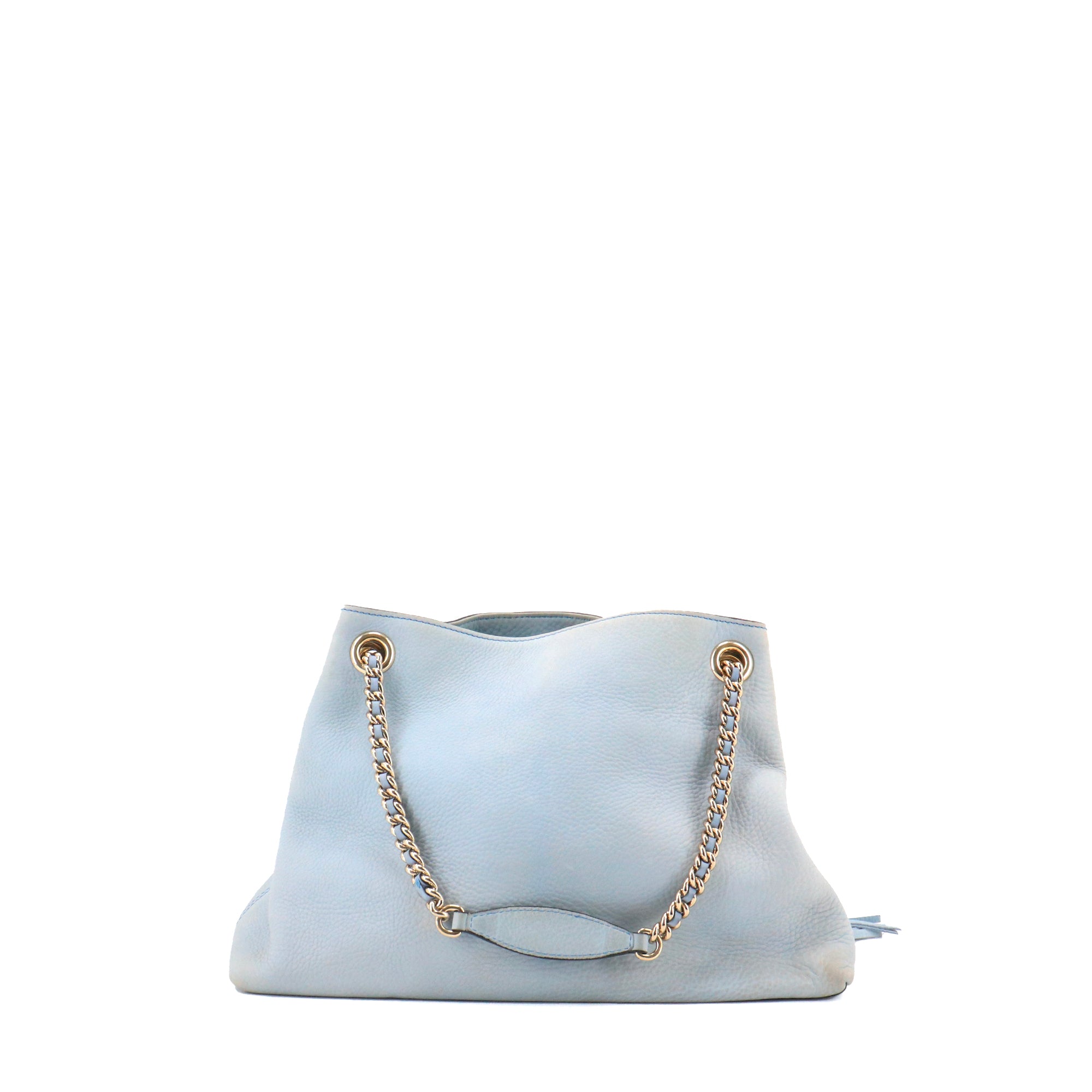 GUCCI - Gucci Soho tote bag in light blue grained leather 