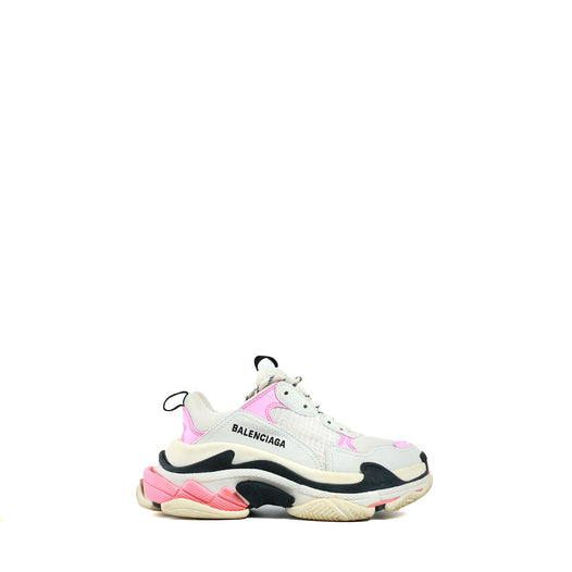 BALENCIAGA - Baskets Triple S blanches et roses (T37)