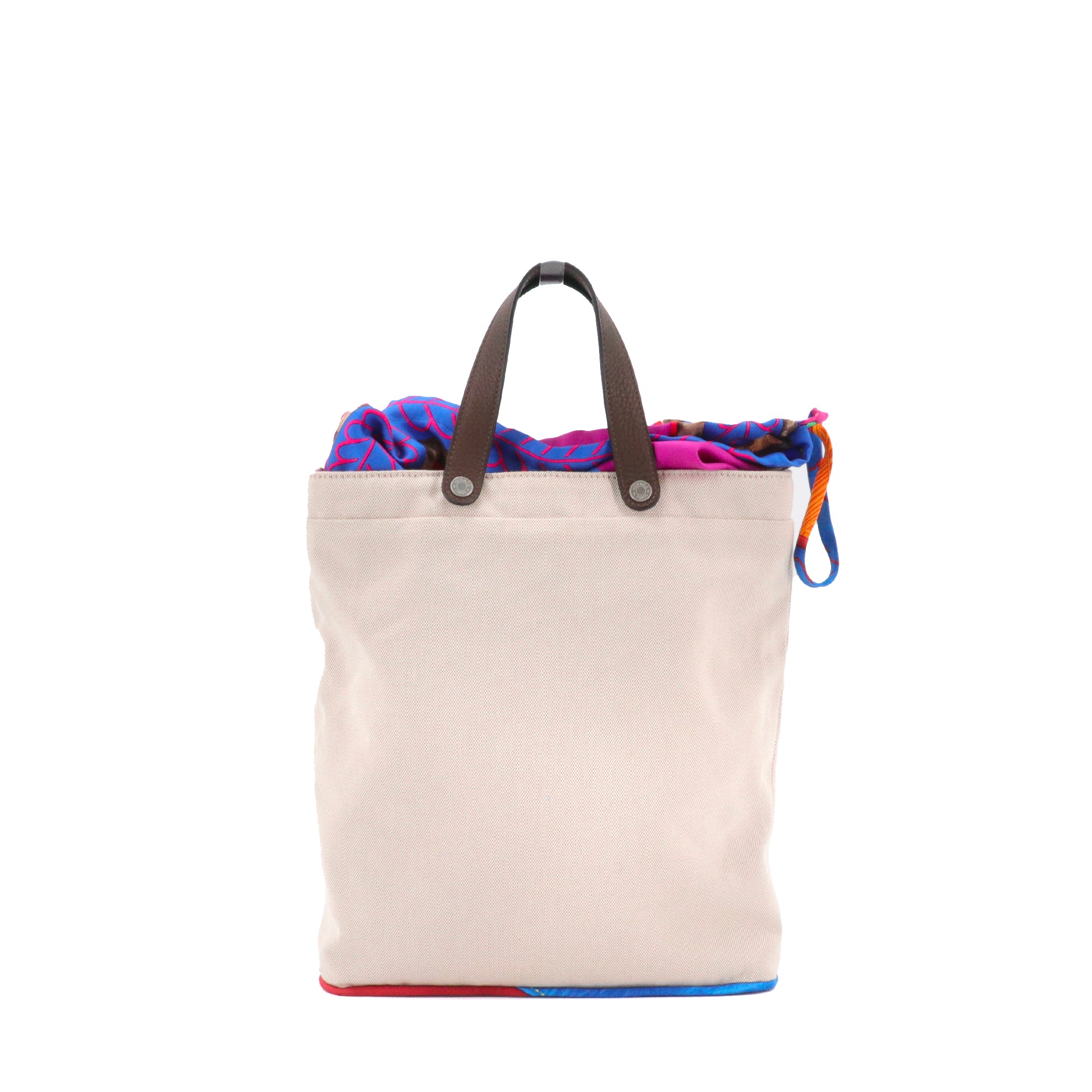 HERMÈS - Sac à main Hermès en en toile et soie multicolore