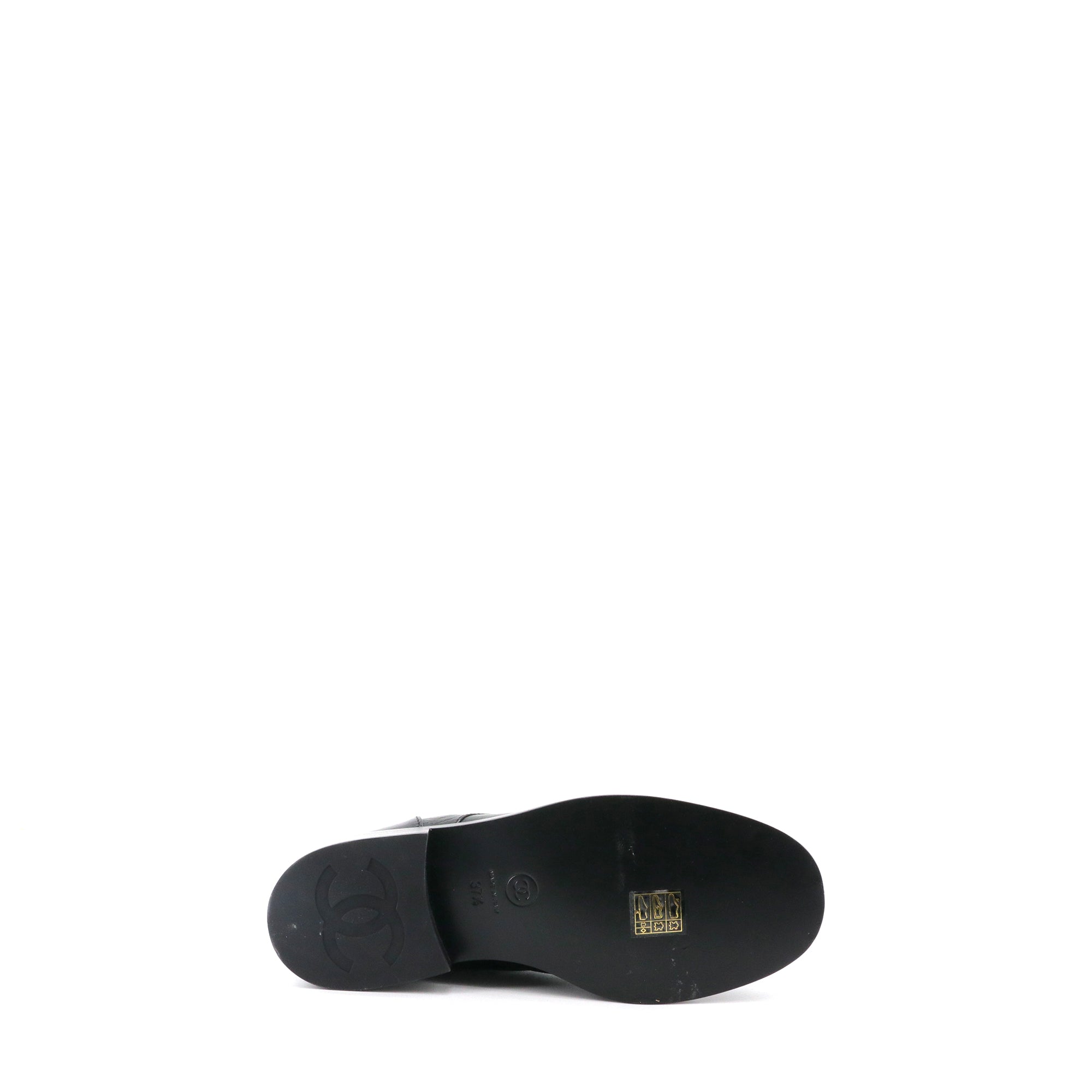 CHANEL - Chanel black leather ankle boots (size 37.5)