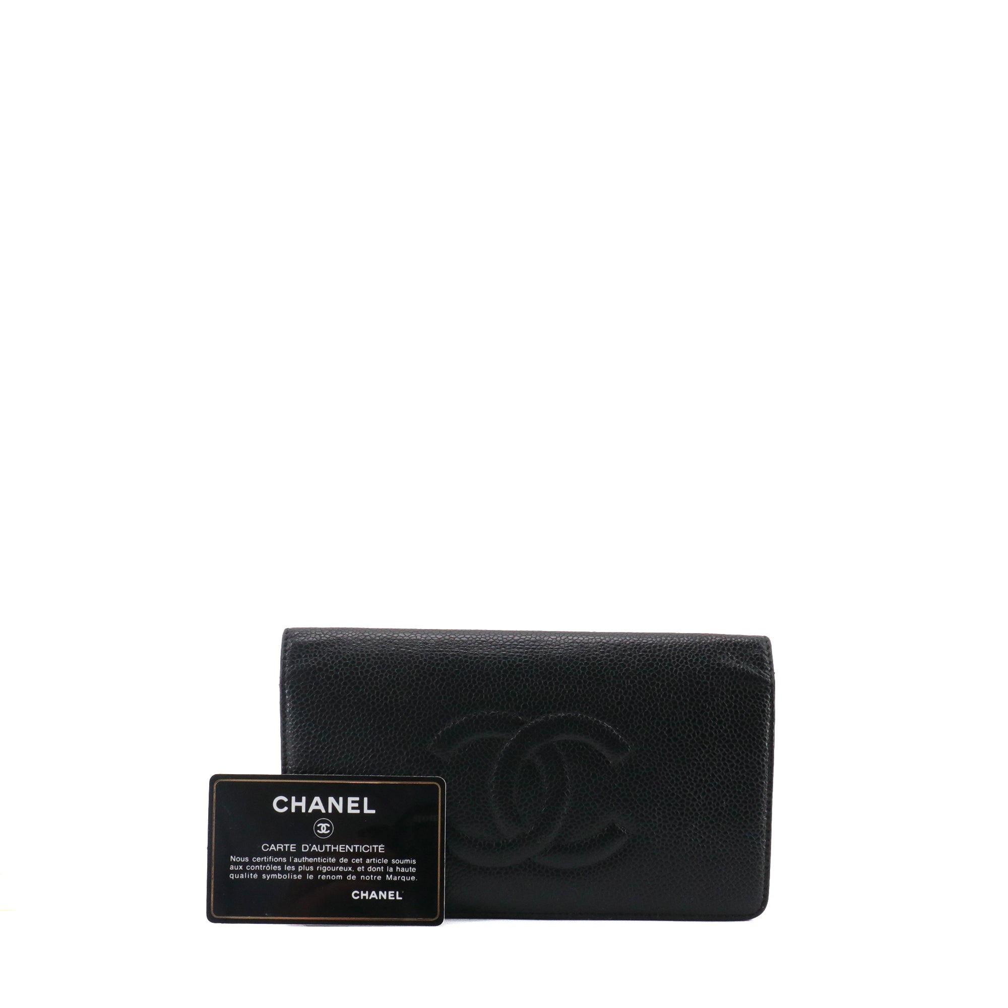 CHANEL - Chanel CC wallet in black caviar leather