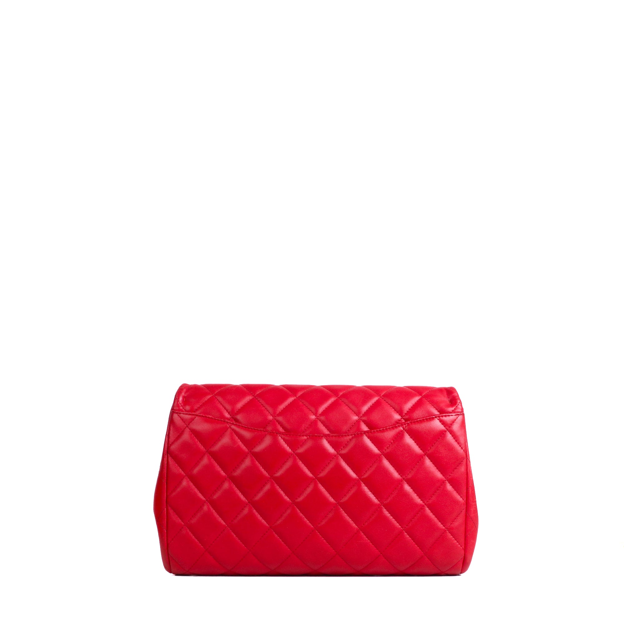CHANEL - Sac à épaule Enveloppe Timeless/Classique Chanel en cuir lisse rouge