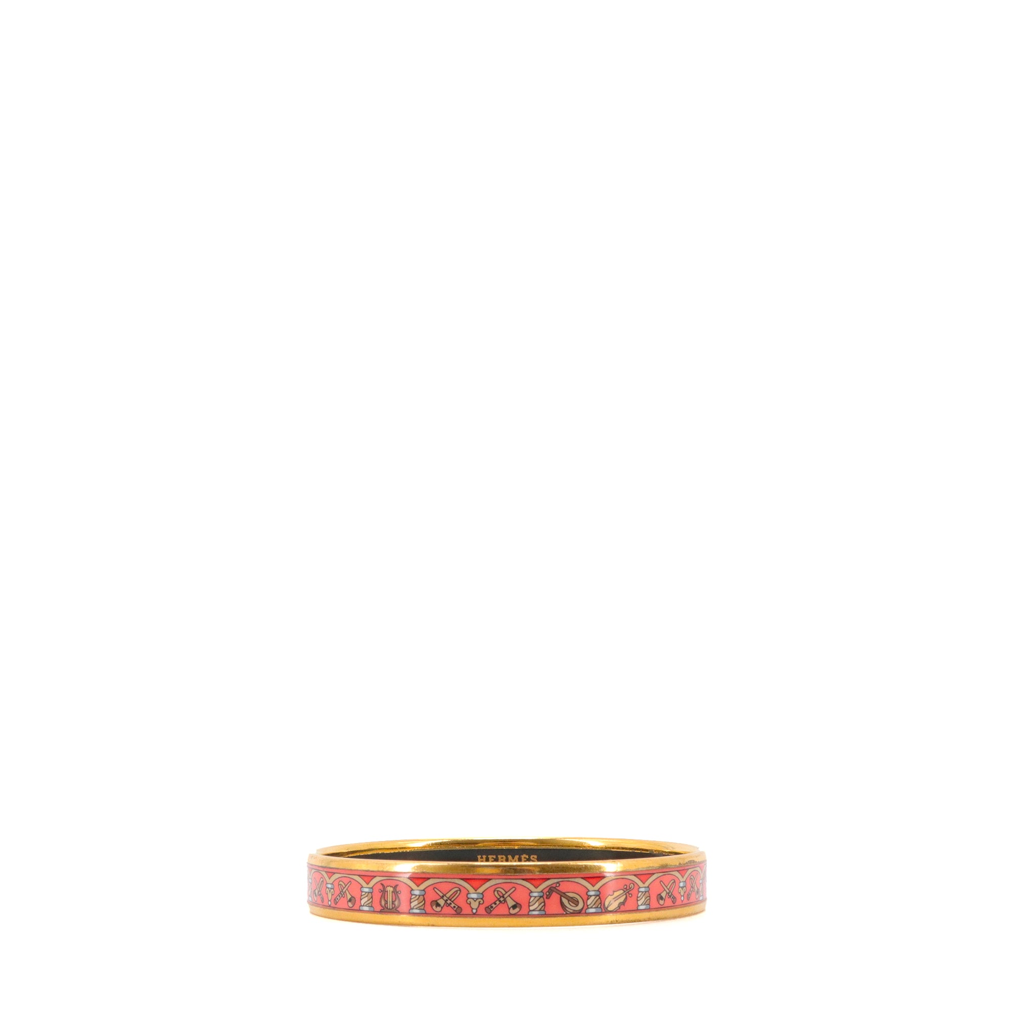 HERMÈS - Bracelet Jonc Hermès en metal doré et email (T2)