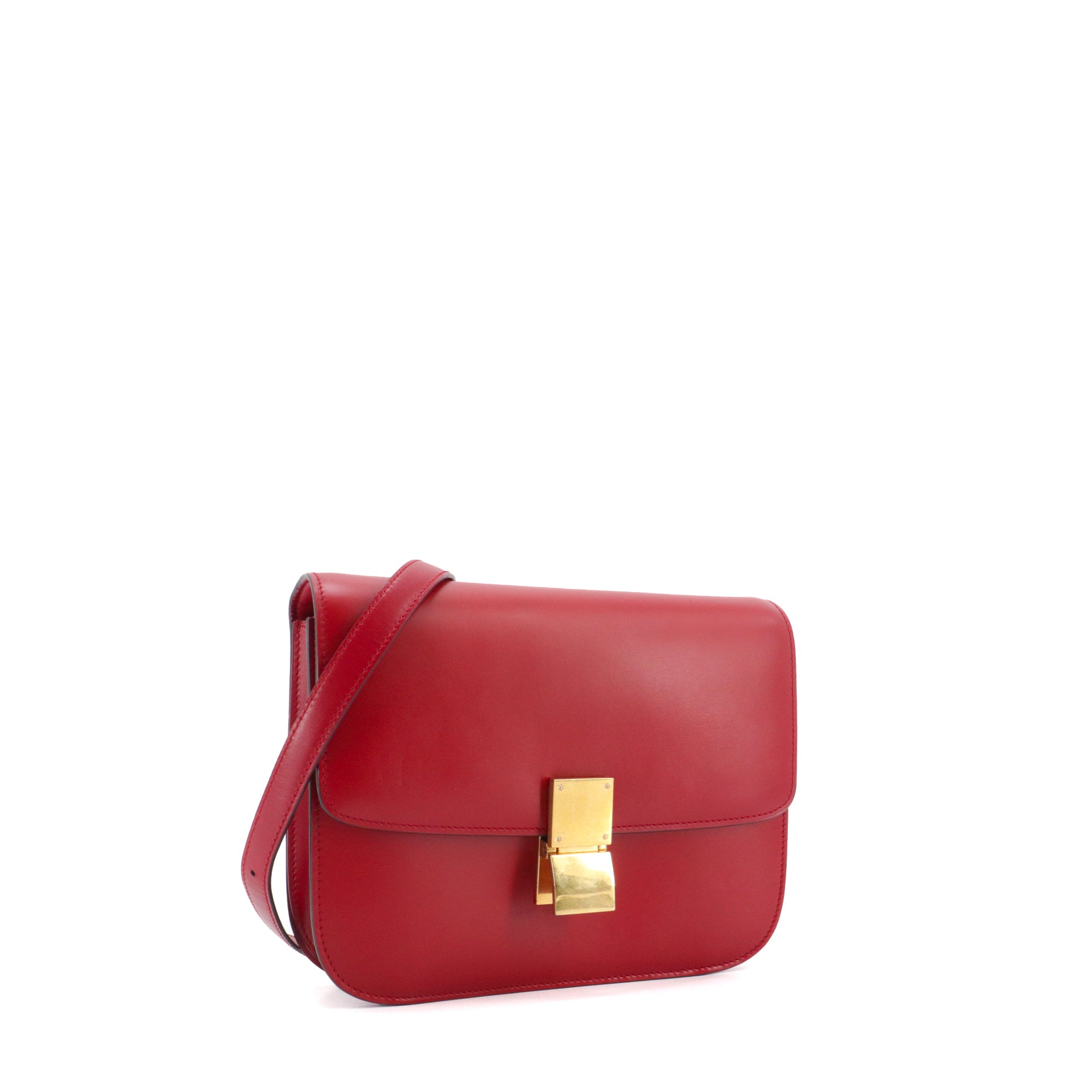 CELINE - Sac à bandoulière Classic Box MM Celine en cuir rouge