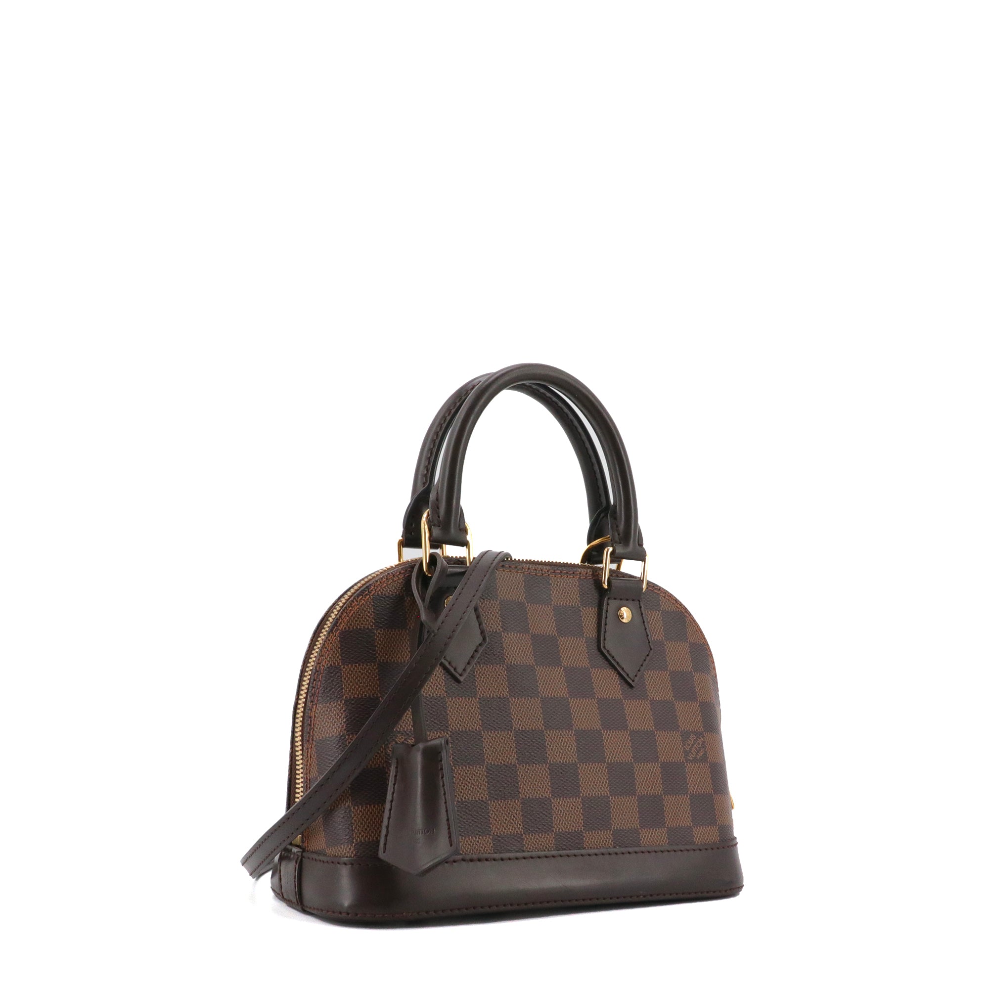 LOUIS VUITTON - Sac à bandoulière Alma BB Louis Vuitton en toile damier ébène