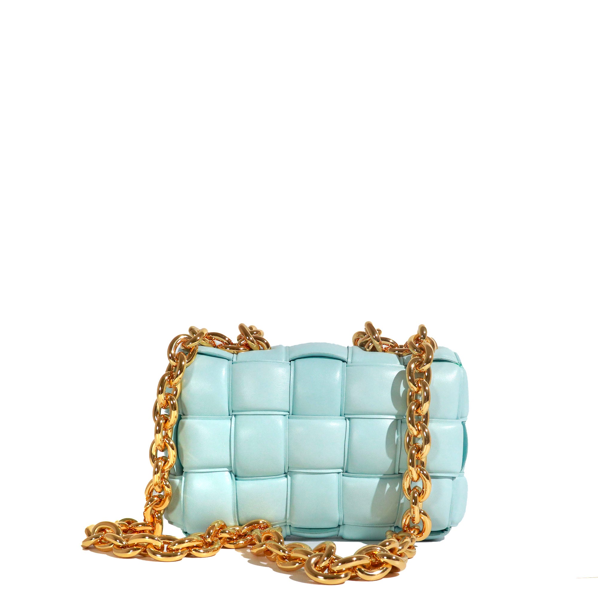 BOTTEGA VENETA - Sac à bandoulière Chain Cassette en cuir bleu pastel