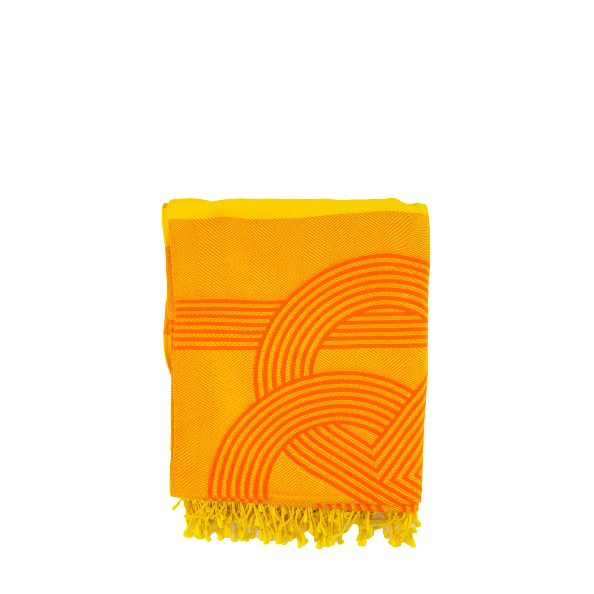 HERMÈS - Plaid Chaine d'Ancre Hermès en coton jaune et orange