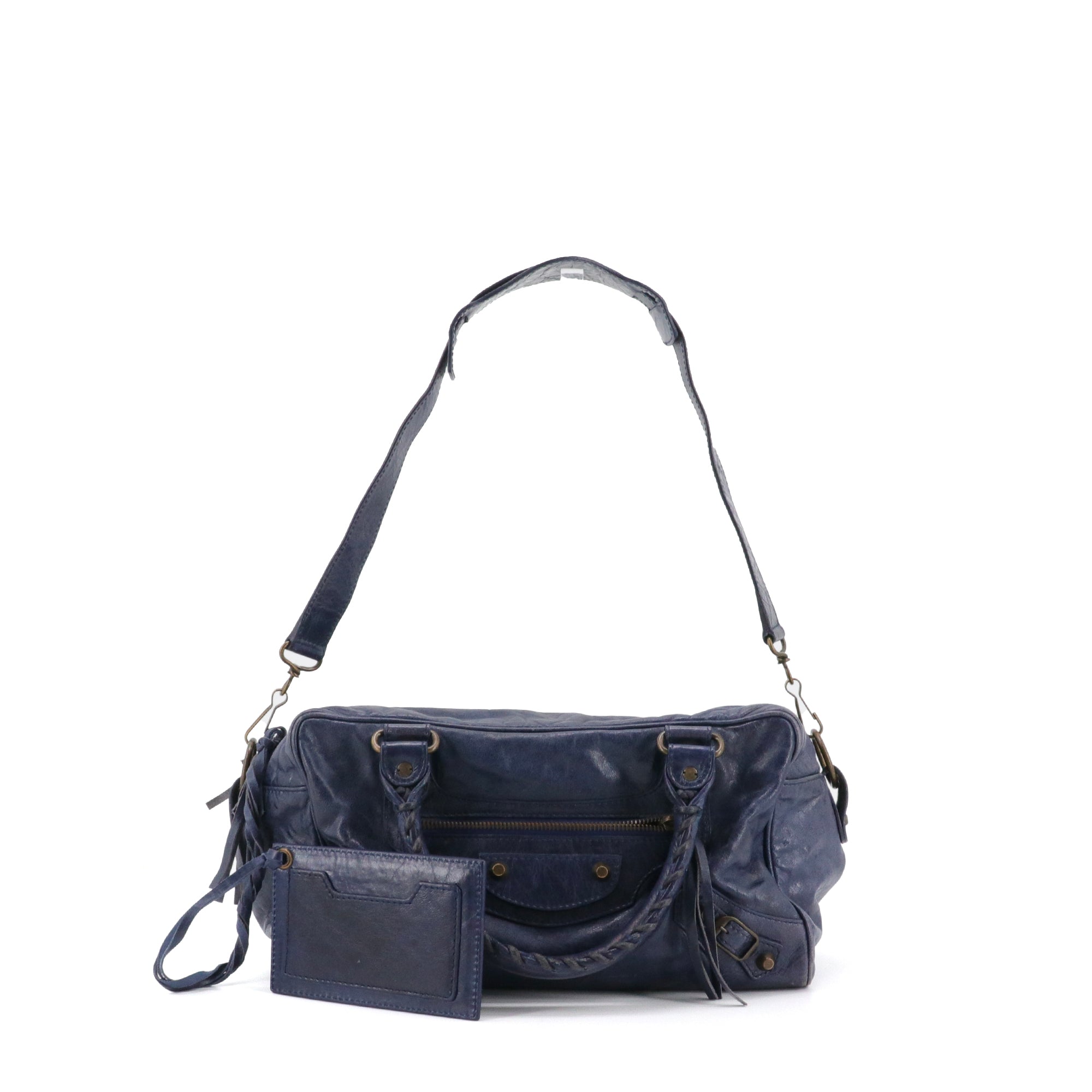 BALENCIAGA - Balenciaga City handbag in navy blue leather
