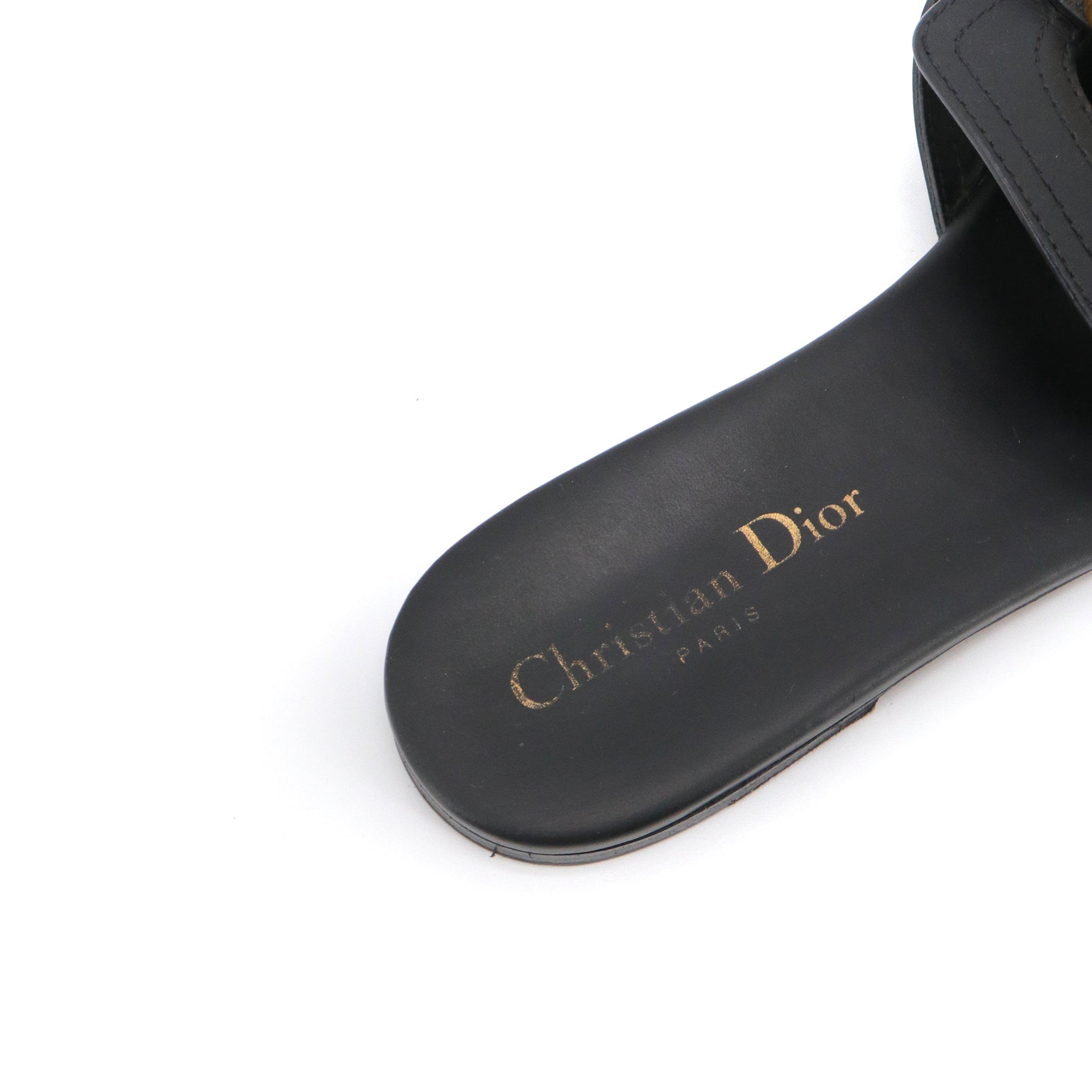 DIOR - Sandales 30 Montaigne Dior en cuir noir (T37.5)