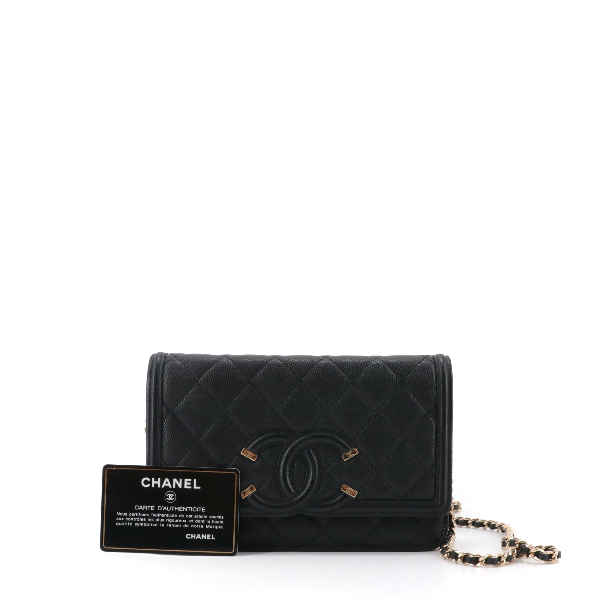 CHANEL - Sac à bandoulière Wallet On Chain Filigree Chanel en cuir caviar noir
