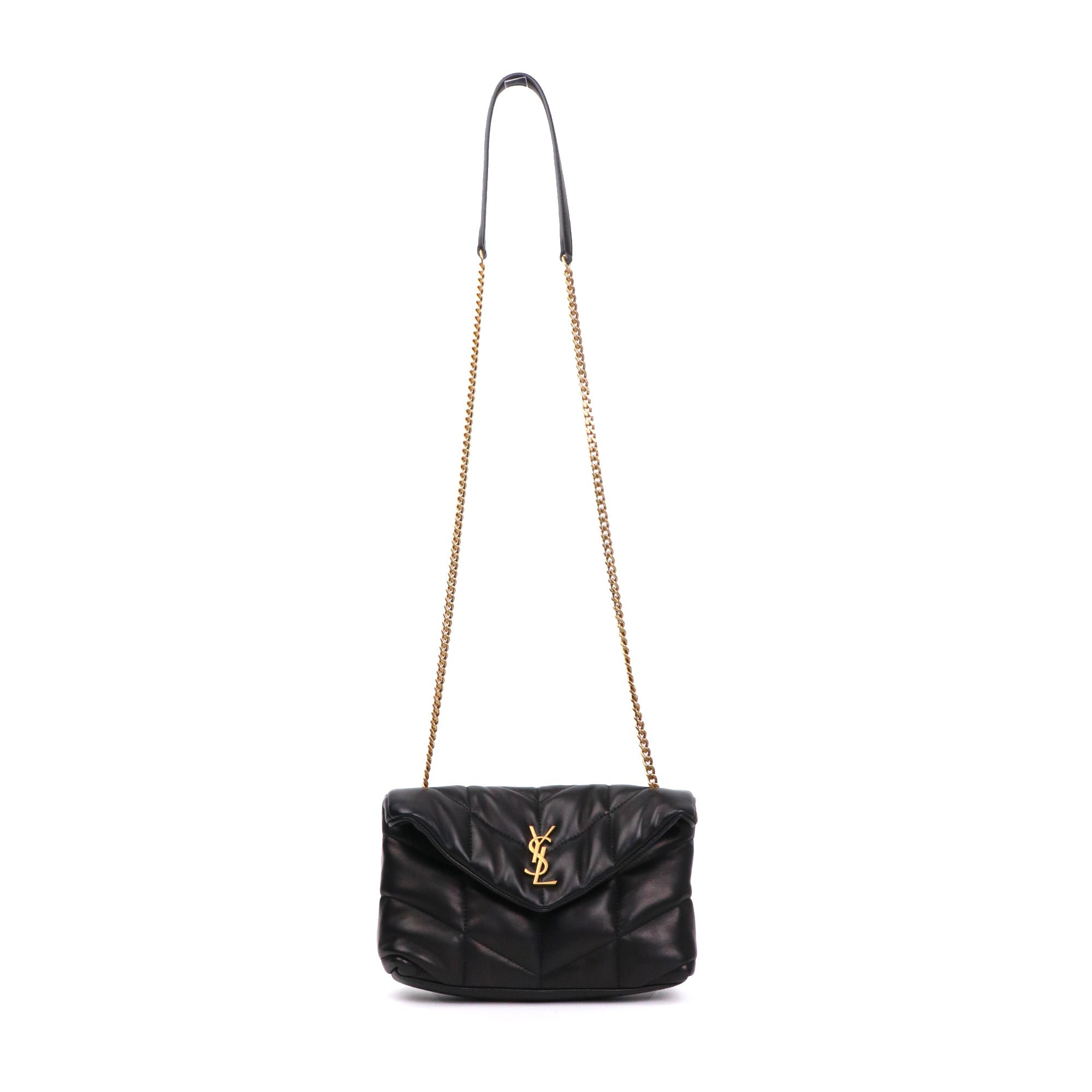 SAINT LAURENT - Sac à bandoulière Puffer Toy Saint Laurent en cuir matelassé noir