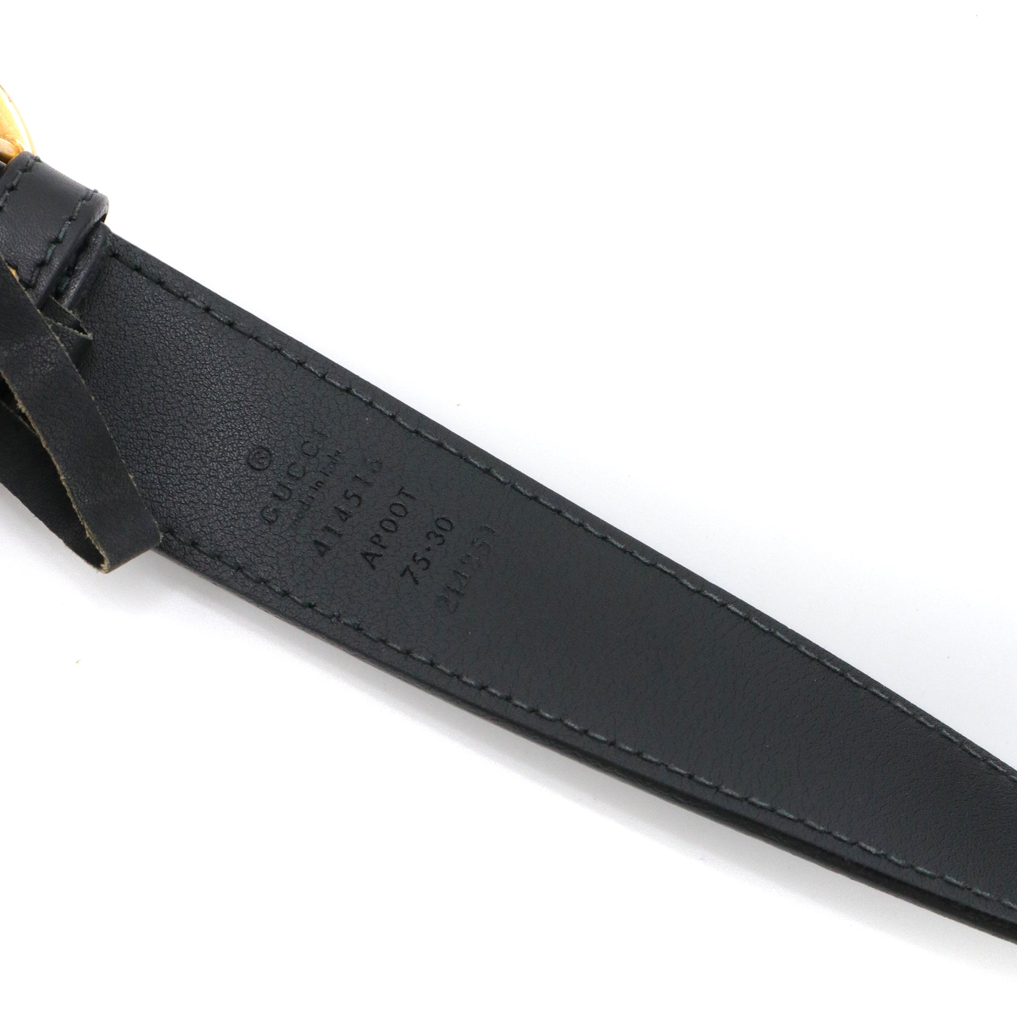 GUCCI - Ceinture Gucci GG Marmont Gucci en cuir lisse noir (T75)