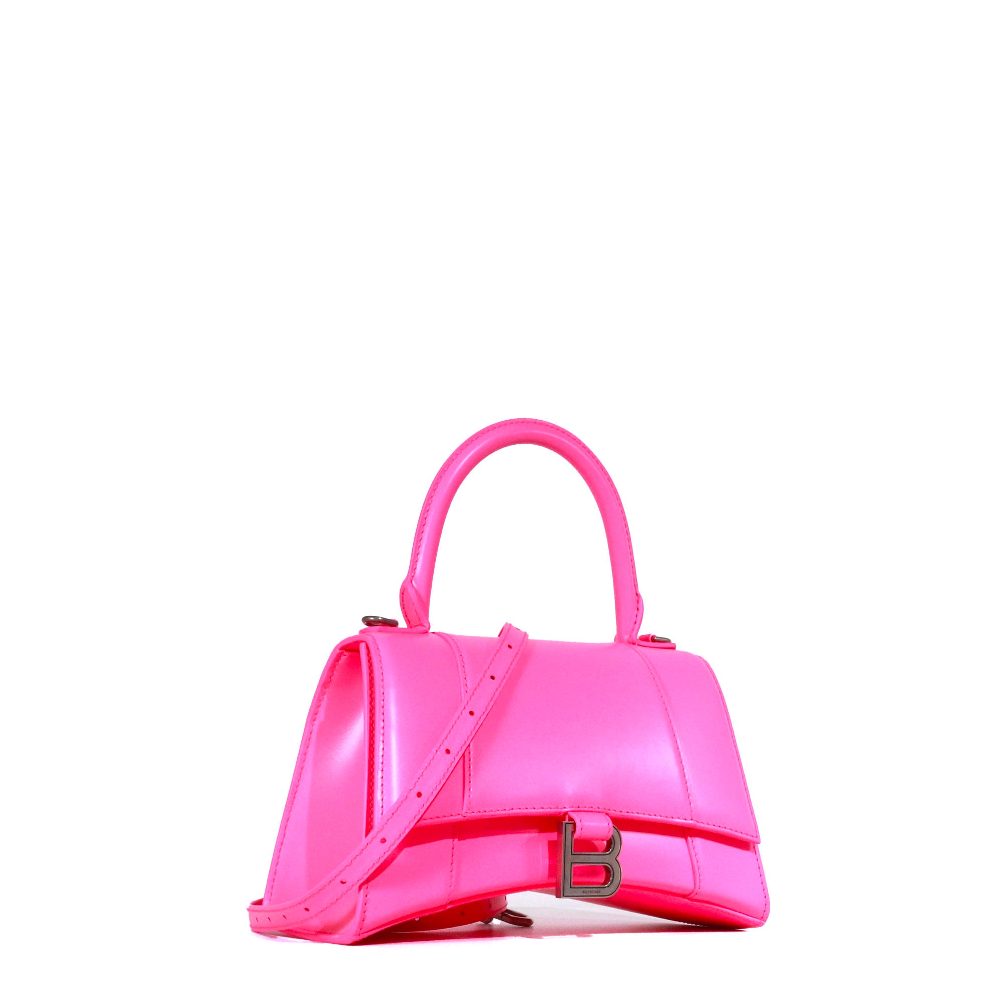 BALENCIAGA - Hourglass Balenciaga Small Size shoulder bag in pink smooth leather