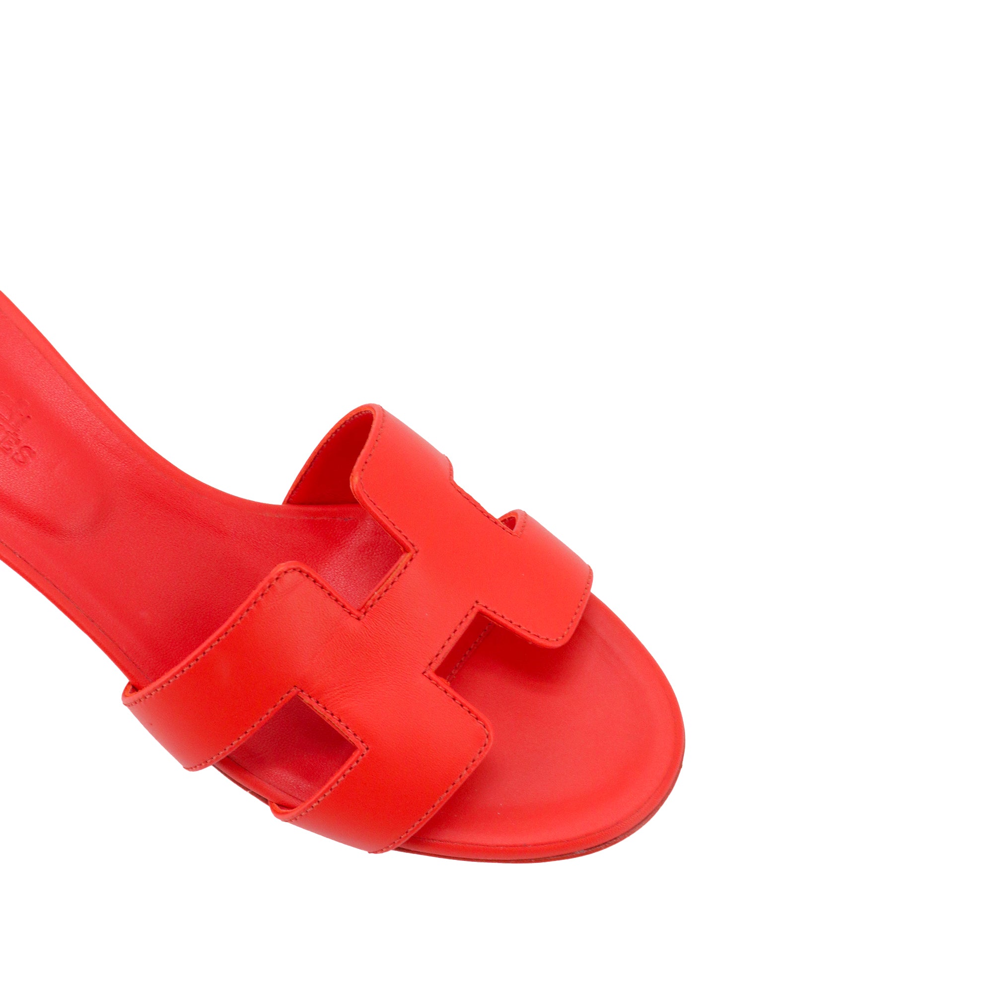 HERMÈS - Hermès Oasis heeled sandals in smooth red leather (size 36.5)
