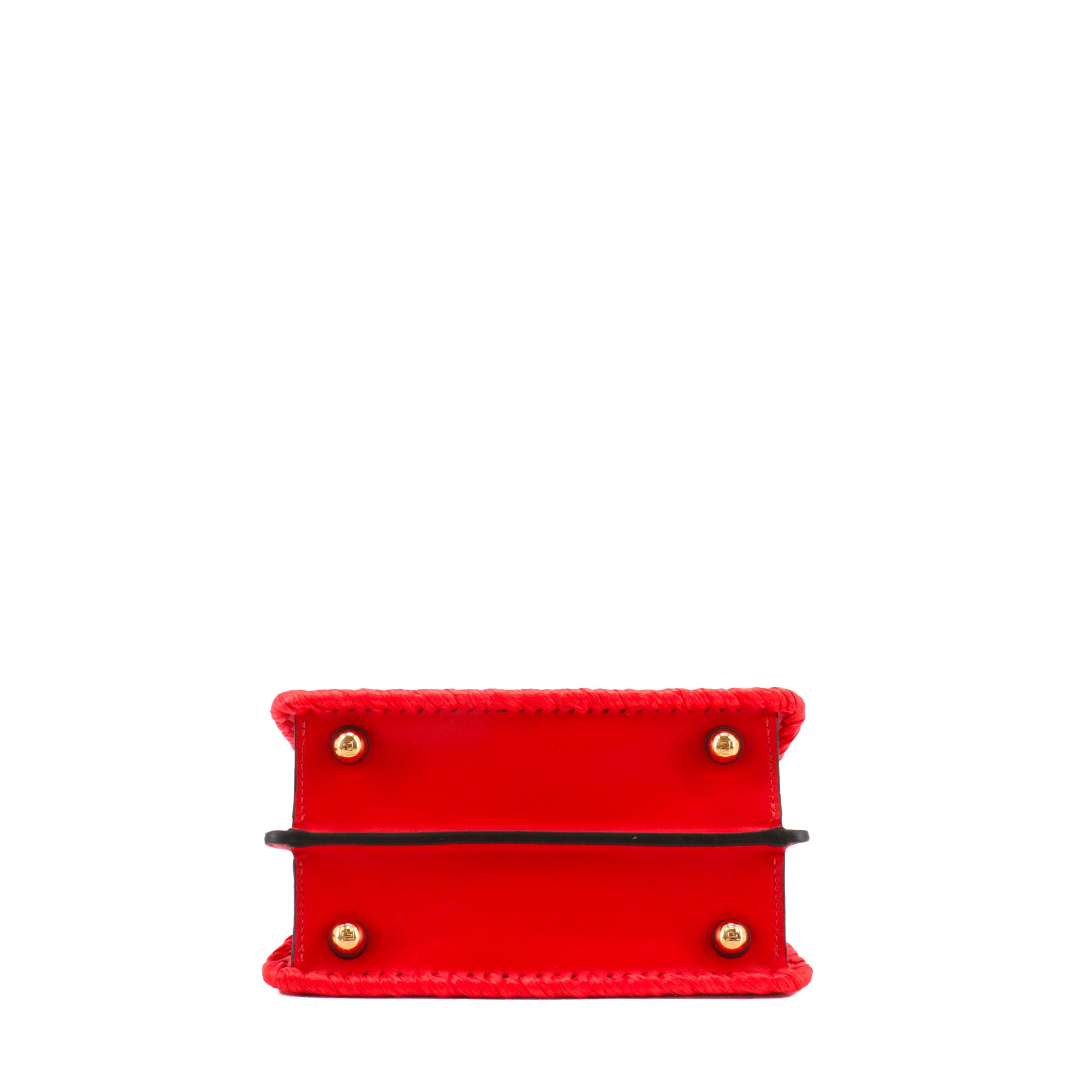 FENDI - Fendi Peekaboo Iseeu handbag in raffia and red leather