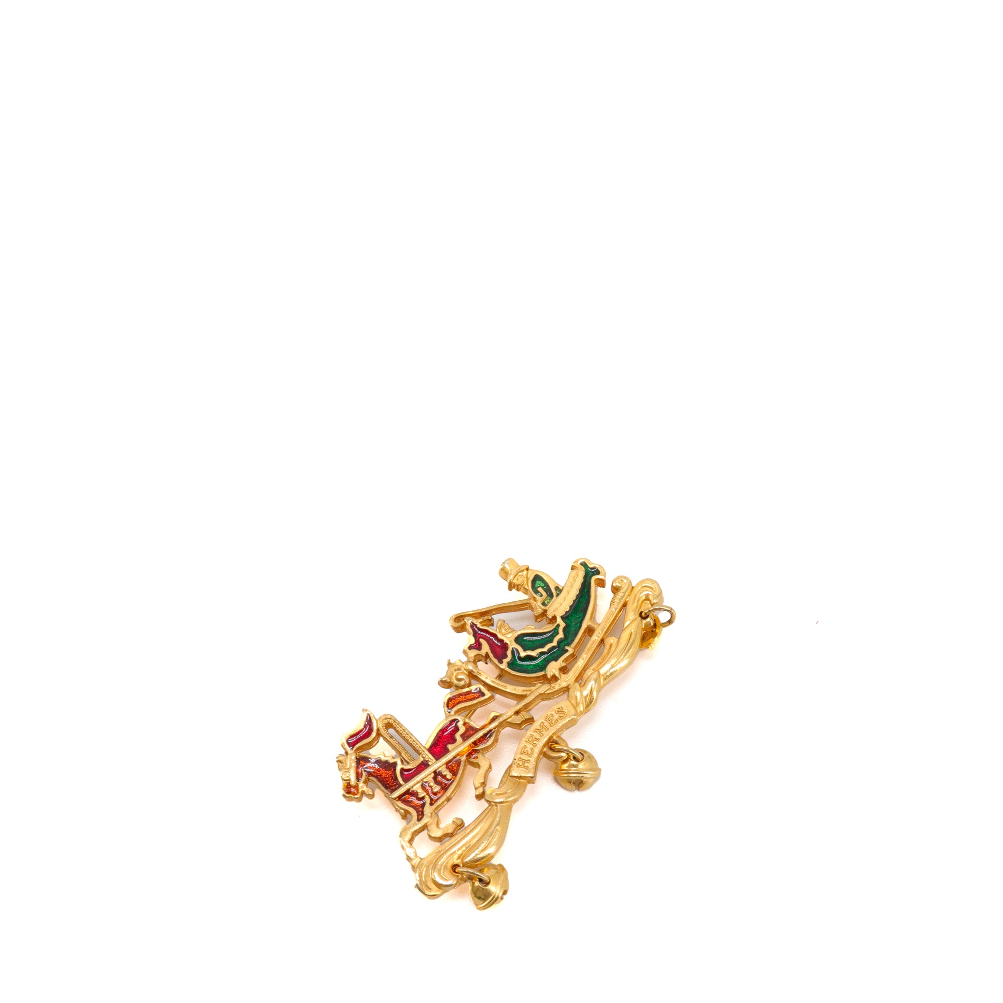 HERMÈS - Hermès Christmas Carriage Brooch in Gold Metal