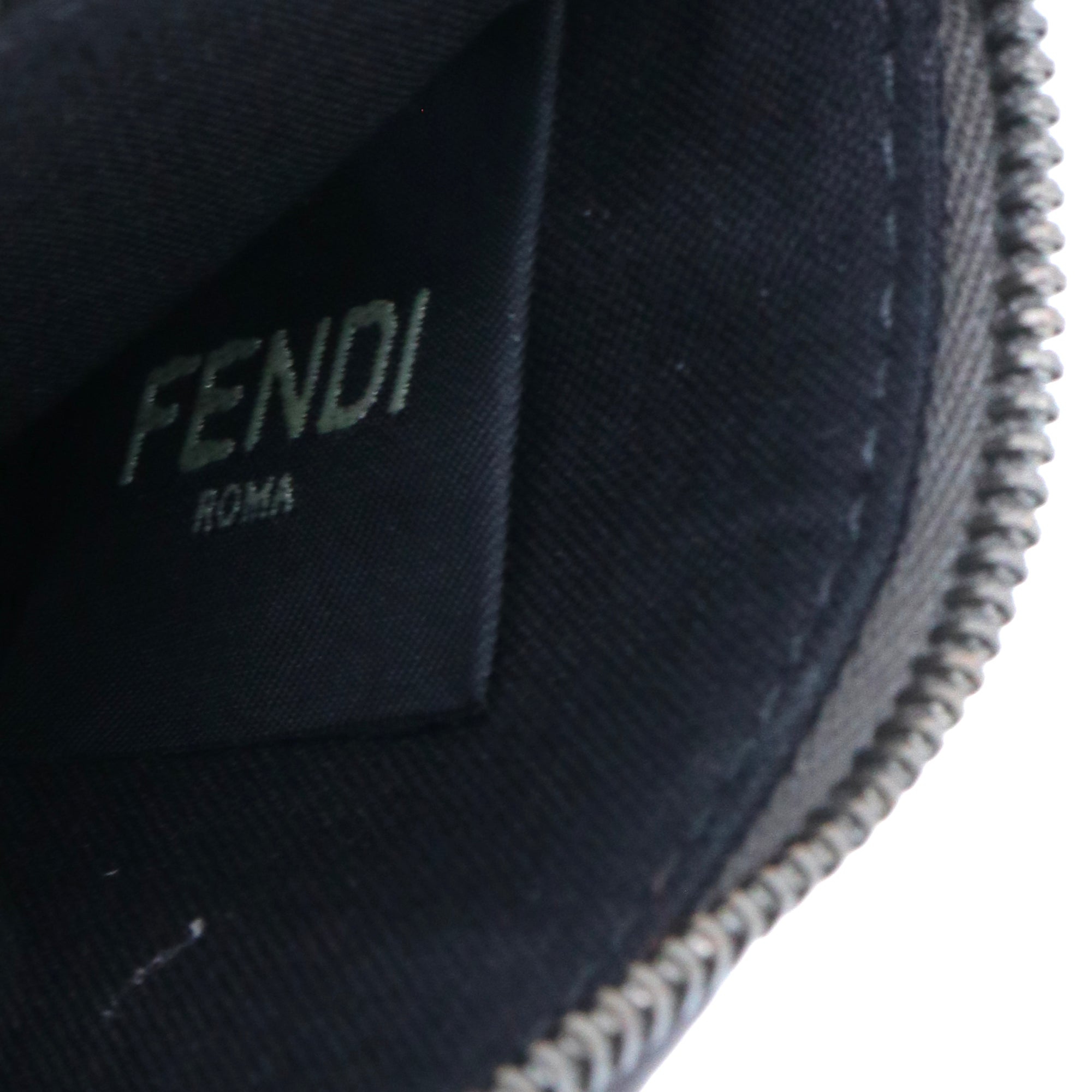 FENDI - Fendi card holder in metallic gray grained leather
