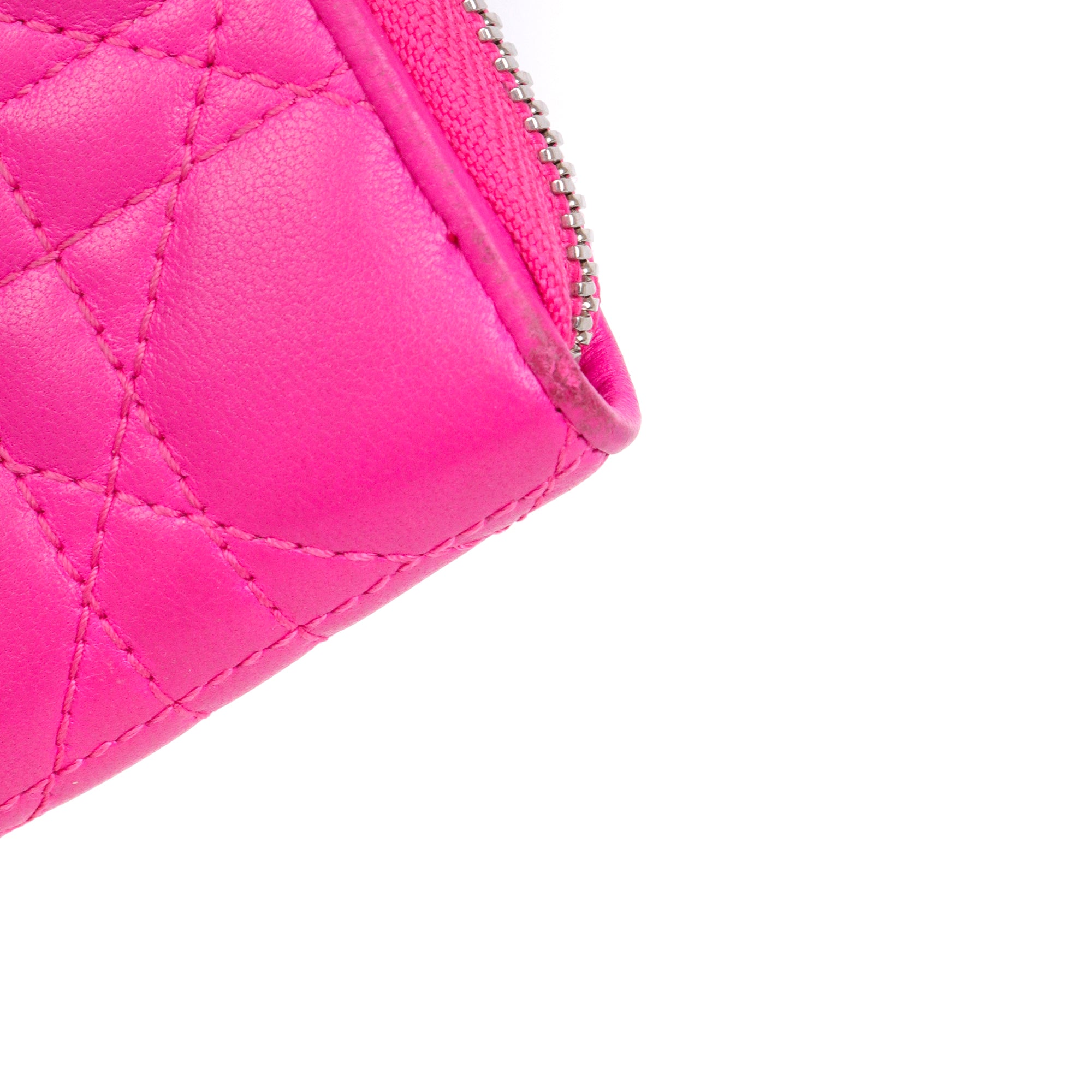 DIOR - Porte-monnaie Voyageur Lady Dior en cuir cannage rose
