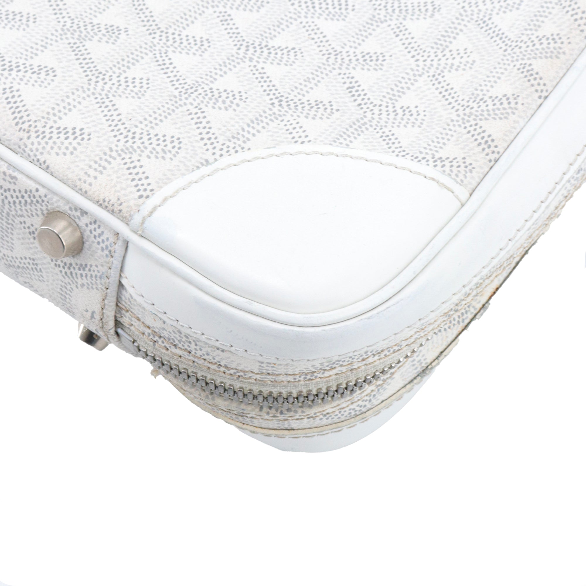 GOYARD - Porte-documents Ambassade Goyard en toile enduite monogrammée blanche