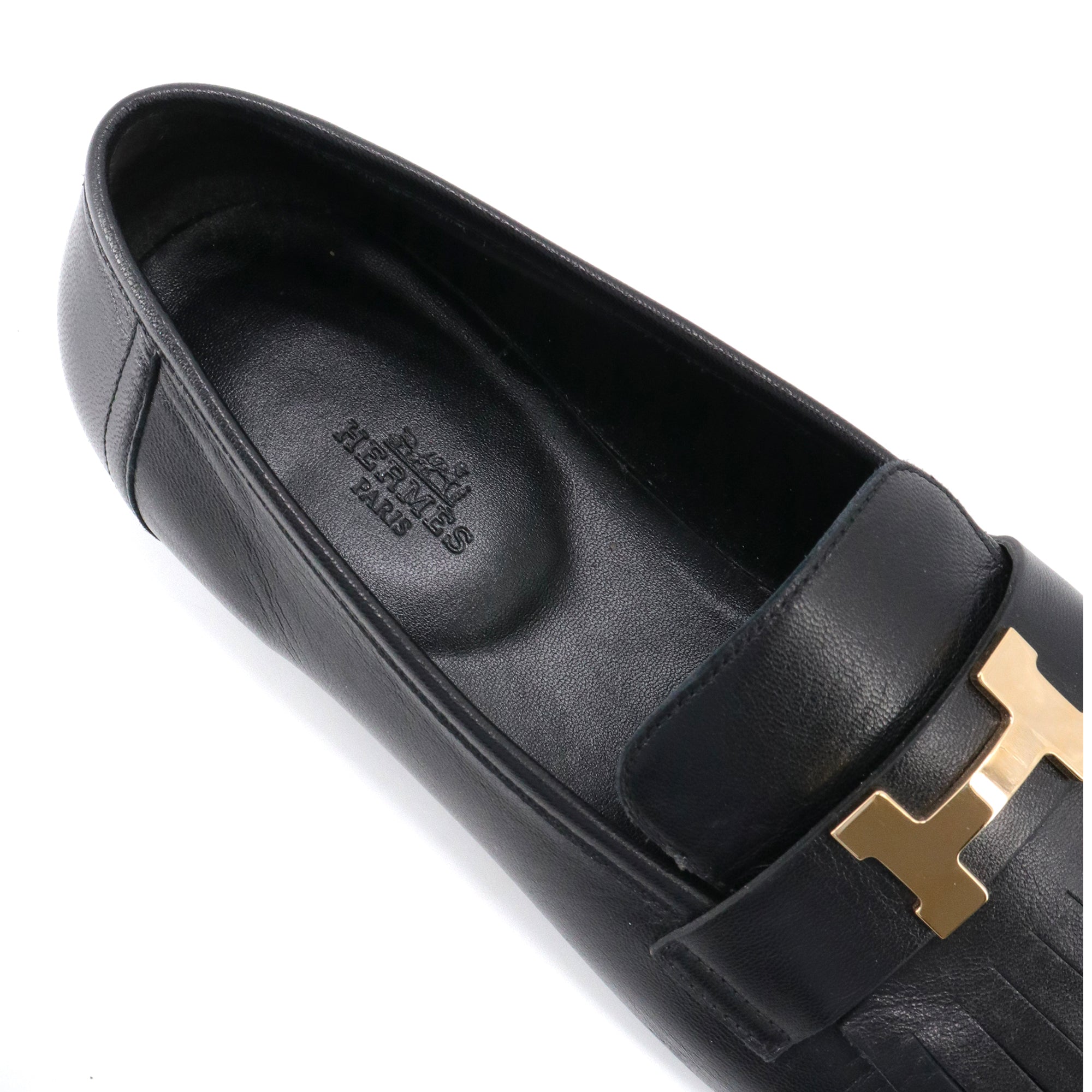 HERMÈS - Royal Hermès loafers in black leather (T41)