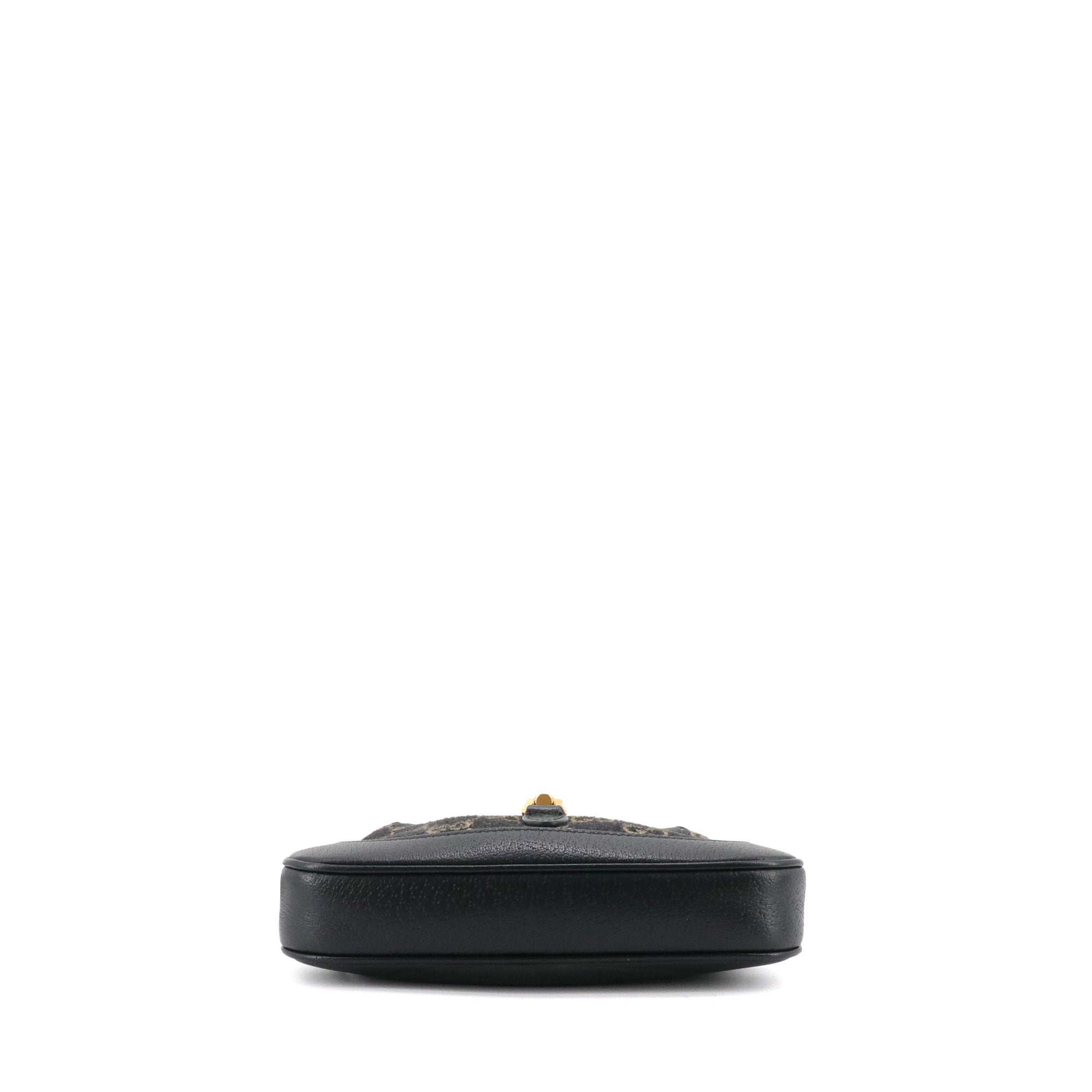 GUCCI - Gucci Jackie mini handbag in black denim and leather