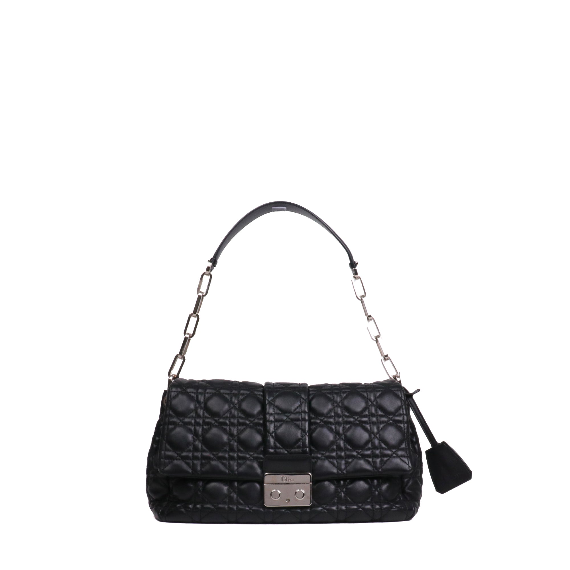 DIOR - Roller shoulder bag in navy blue grained leather