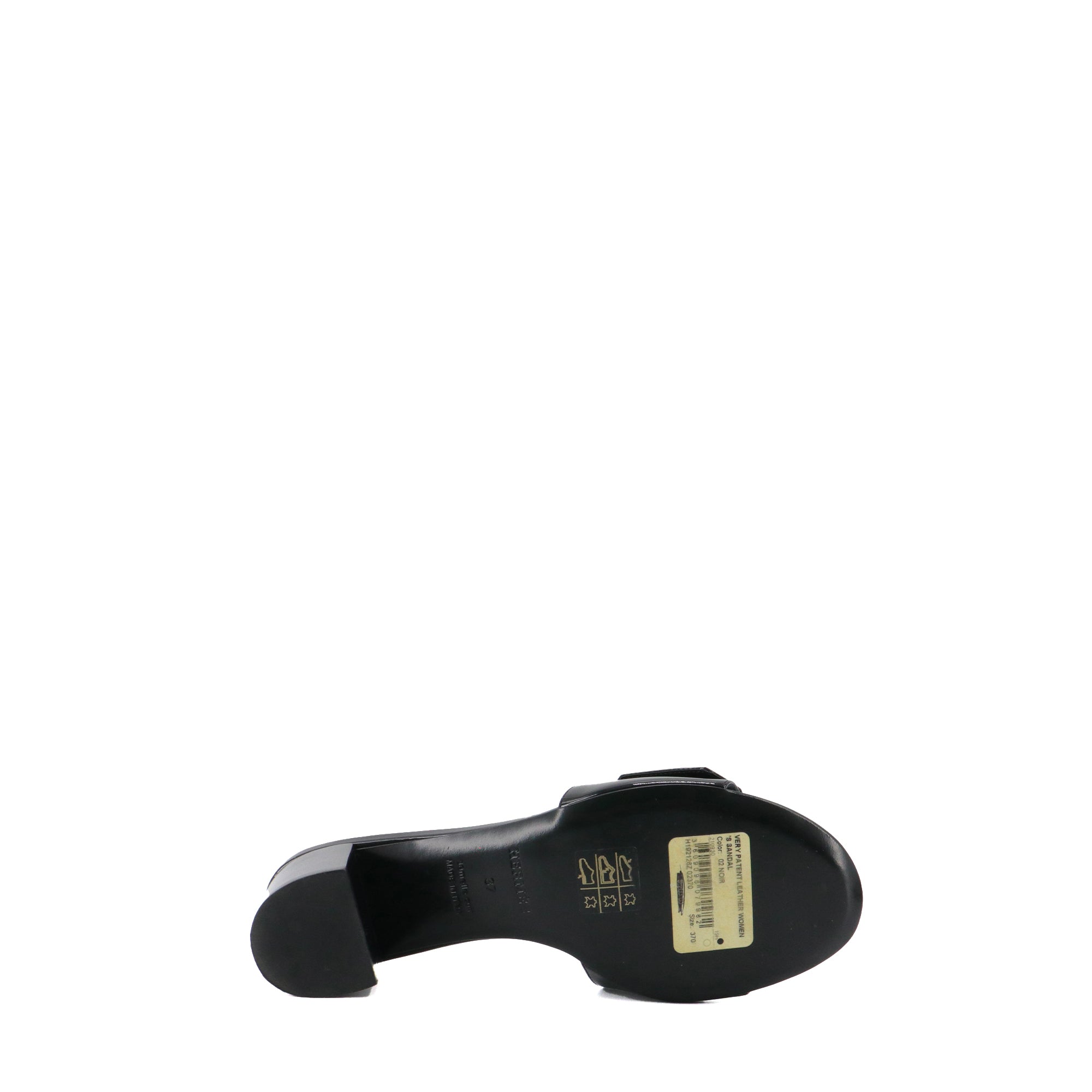 HERMÈS - View Hermès heeled sandals in black patent leather (T37)