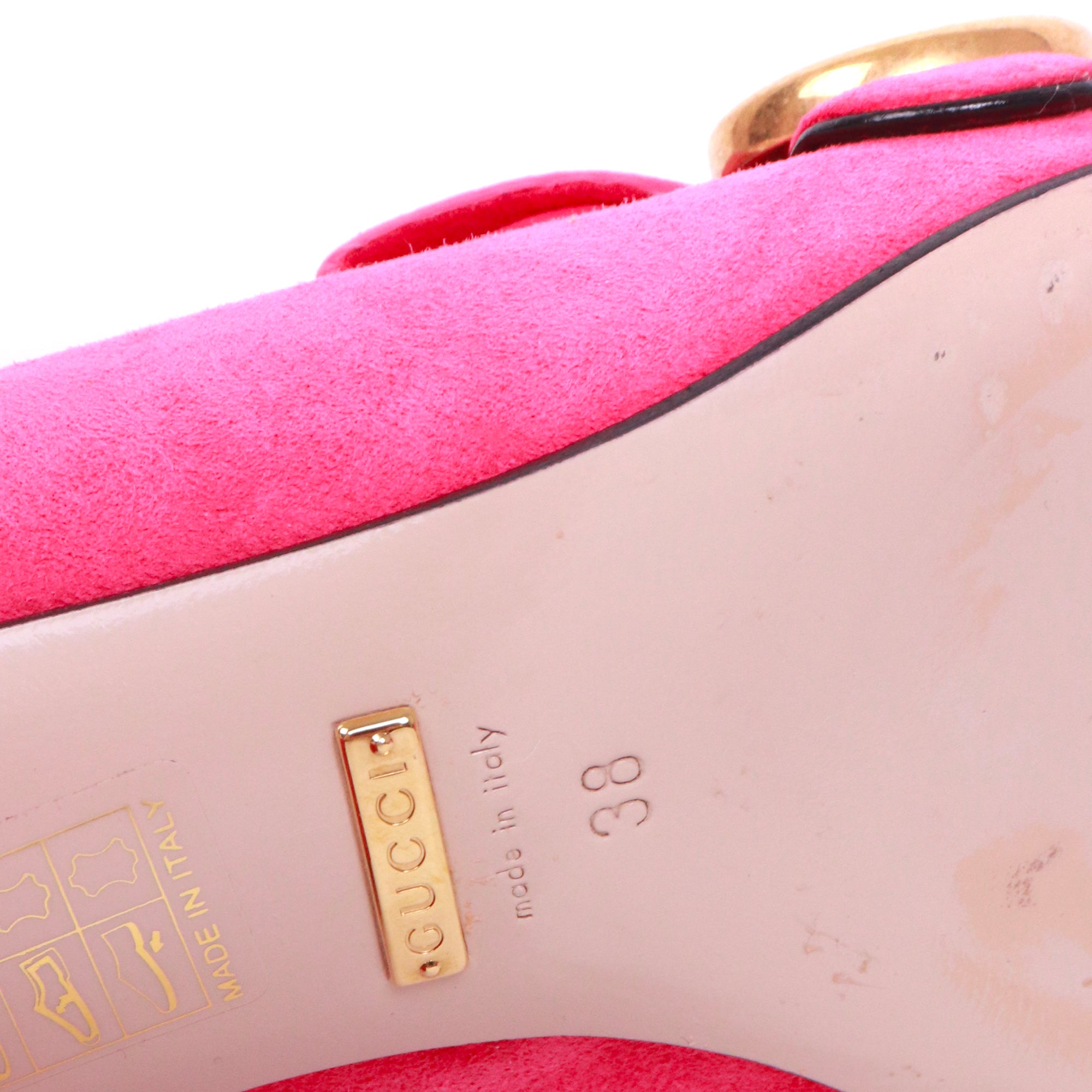 GUCCI - Escarpins Marmont Gucci en daim rose (T38)