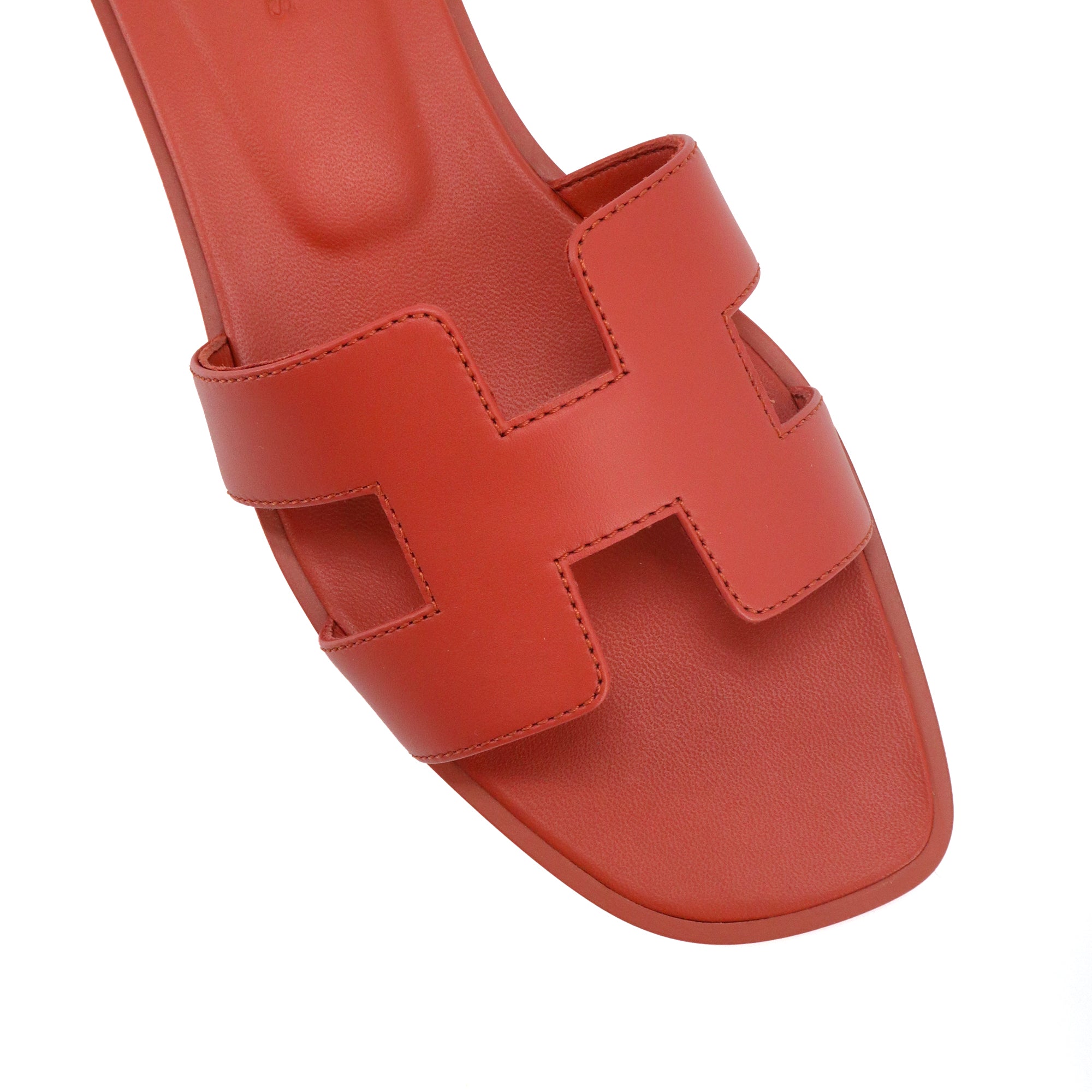 HERMÈS - Sandales Oran Hermès en cuir Rouge de Turin (T38)