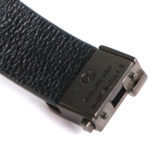 BALENCIAGA - Bracelet BB Balenciaga embossé croco en cuir noir verni