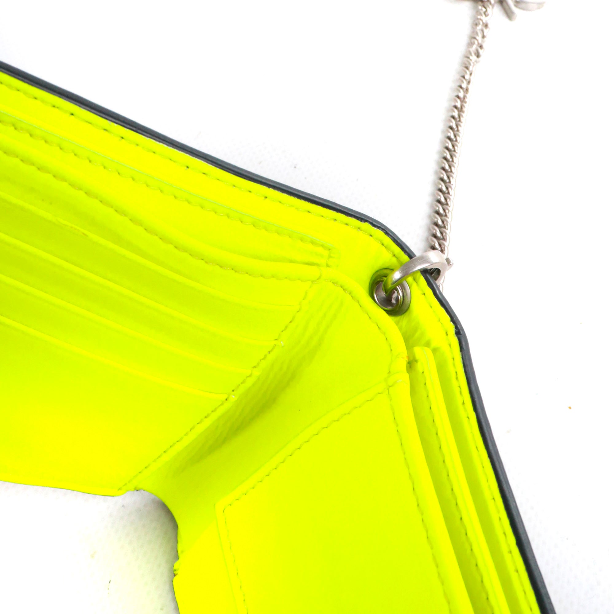BALENCIAGA - Balenciaga Ville wallet in black grained leather with fluorescent yellow interior