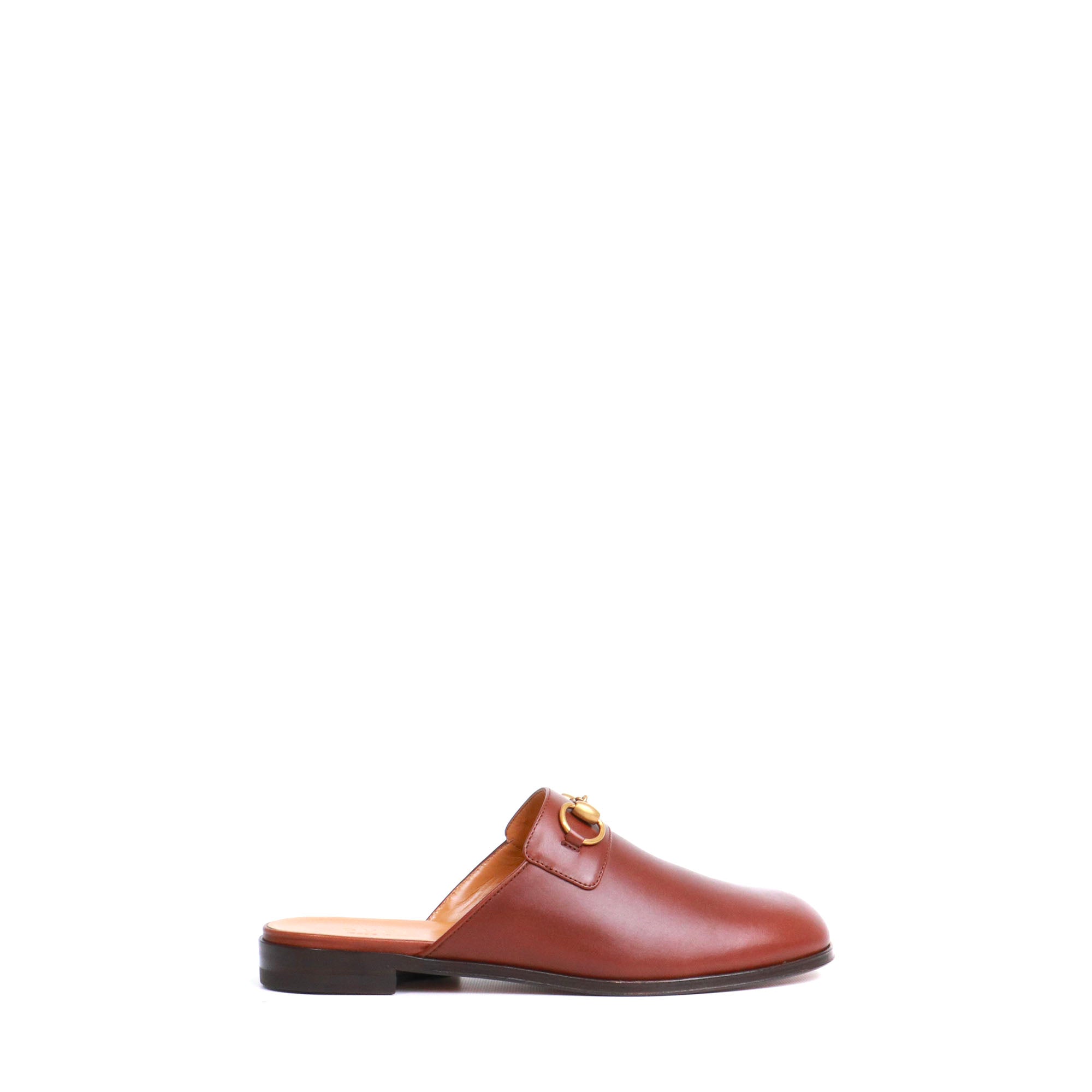 GUCCI - Mules Mors Gucci en cuir lisse marron (T42)