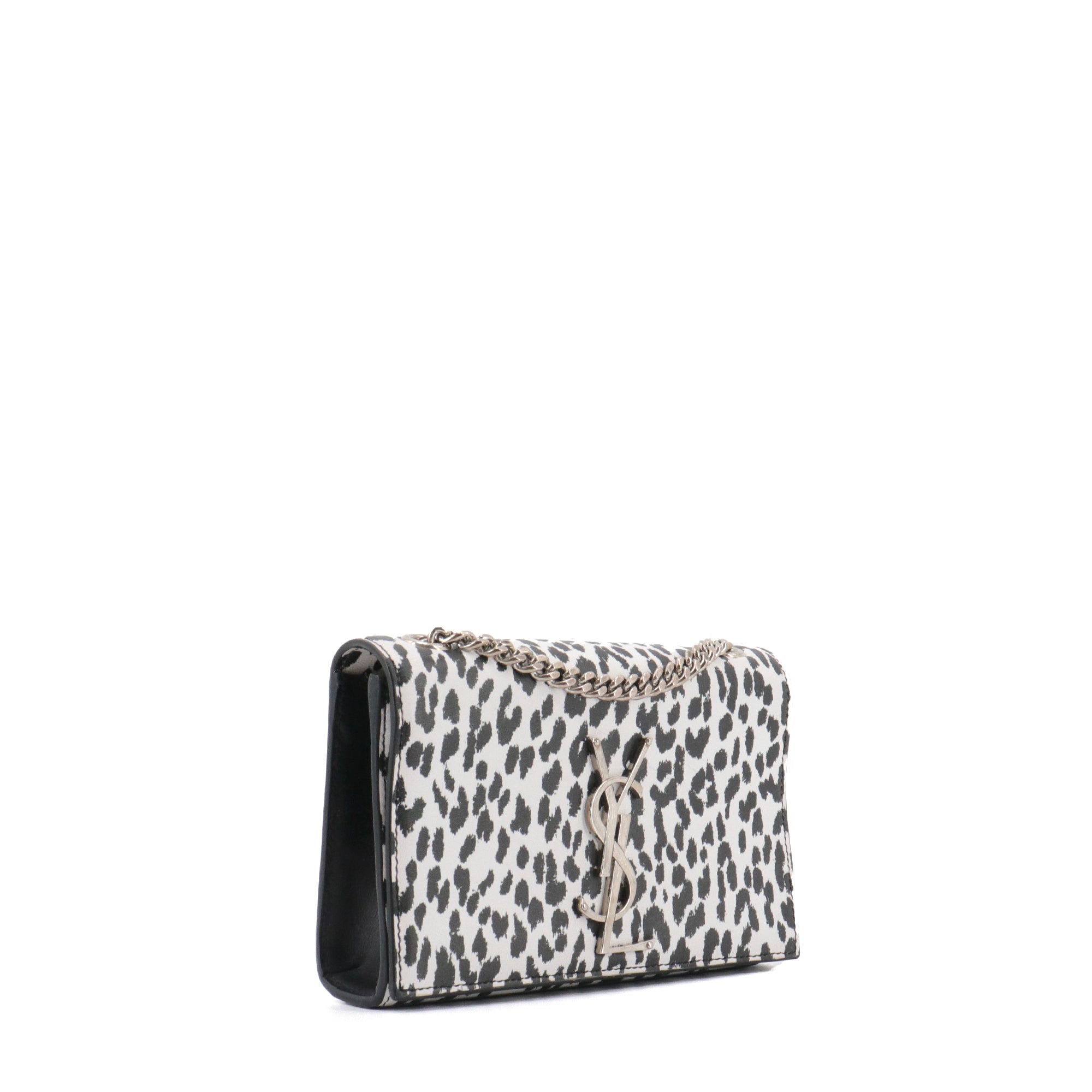 SAINT LAURENT - Sac à bandoulière Kate mini Saint Laurent en cuir noir et blanc