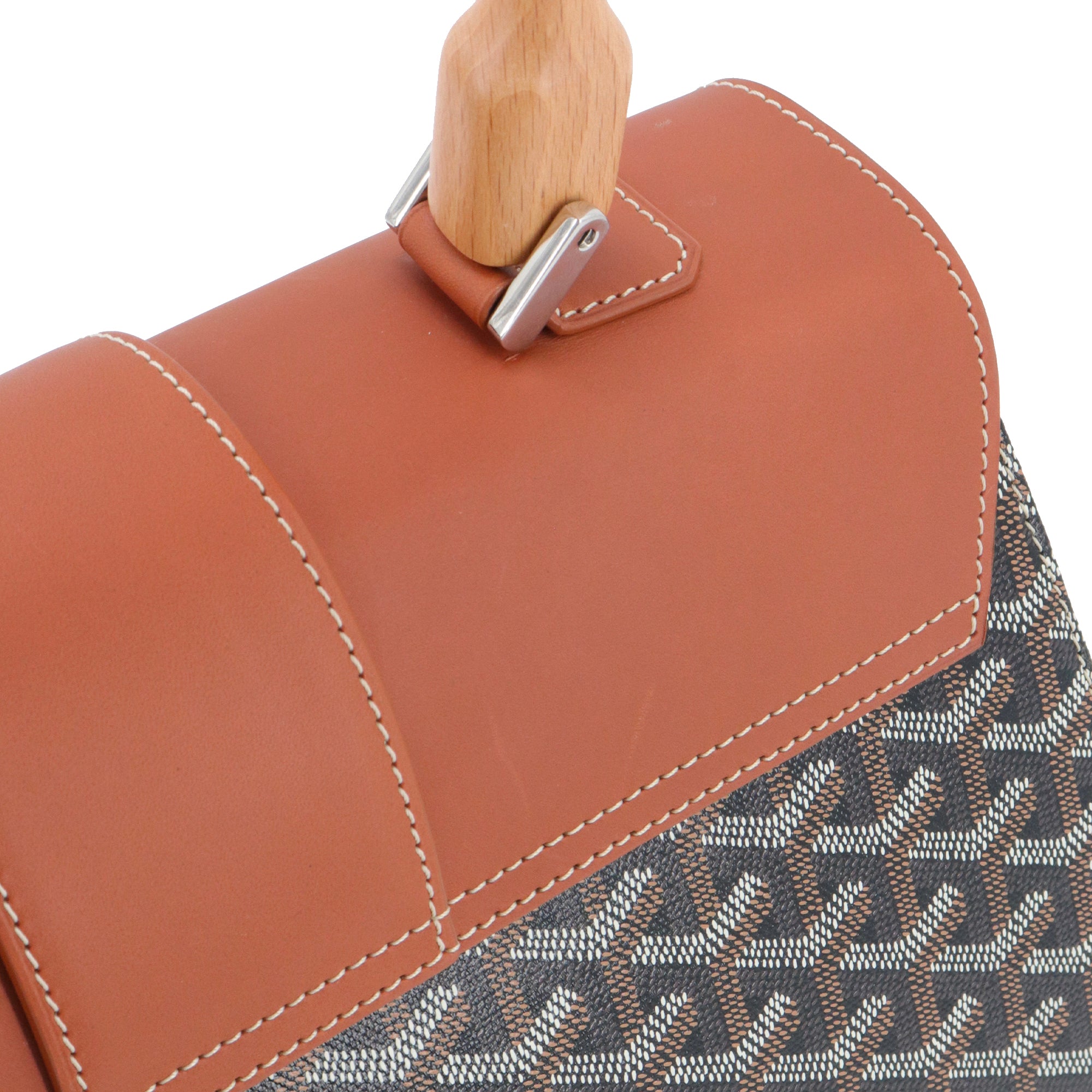 GOYARD - Saigon MM Goyard handbag in Goyard canvas and brown leather
