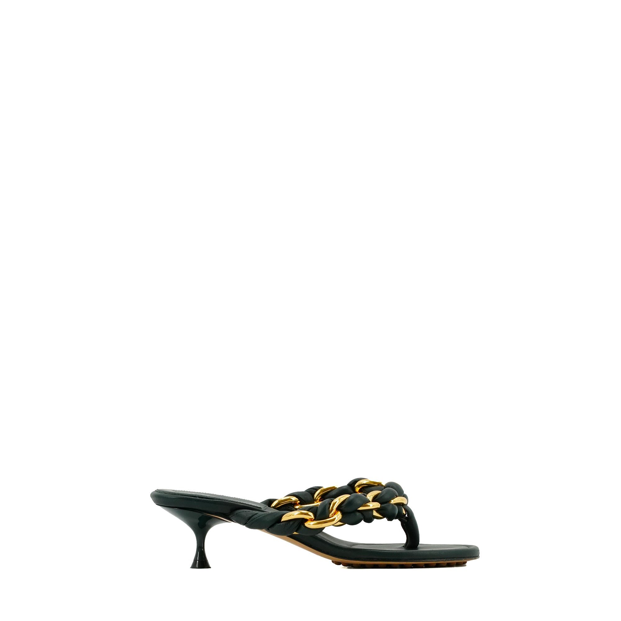 BOTTEGA VENETA - Bottega Veneta heeled sandals in green leather (T36)