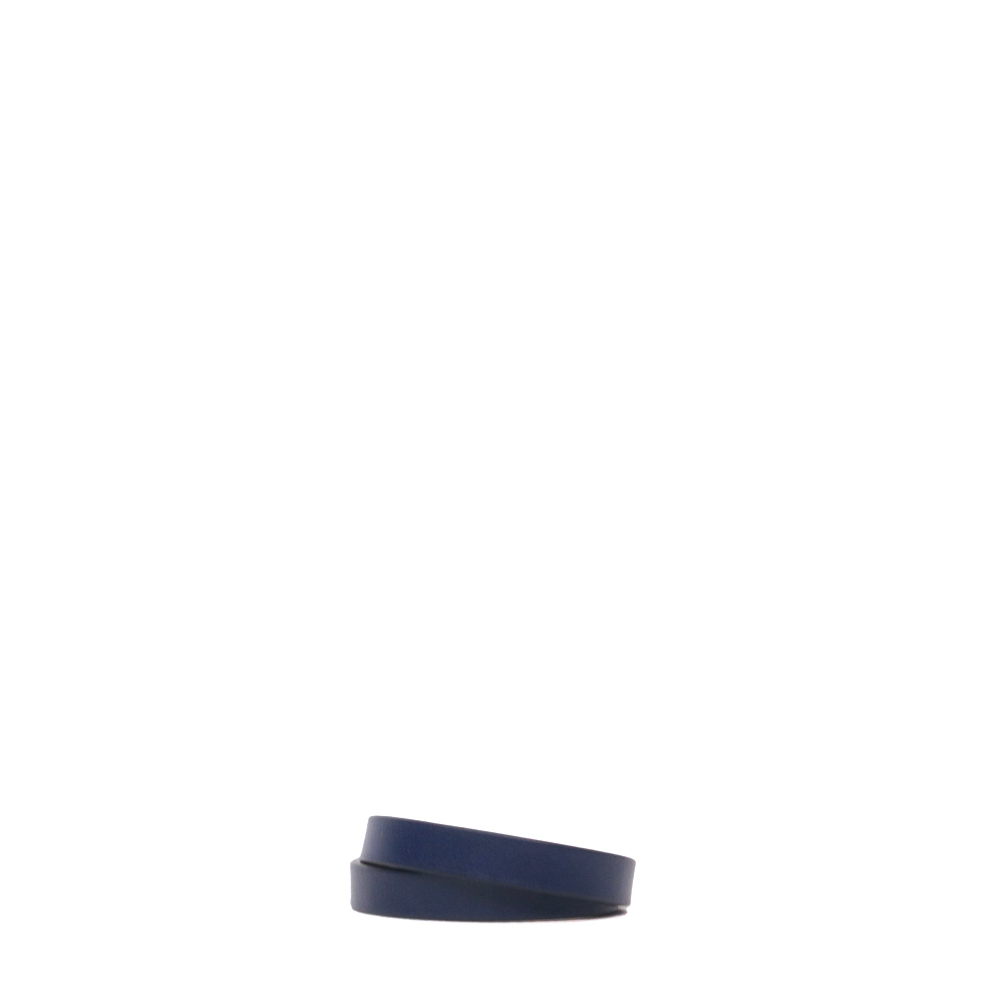 HERMÈS - Bracelet Kelly mini double tour Hermès en cuir bleu Saphir (T2)