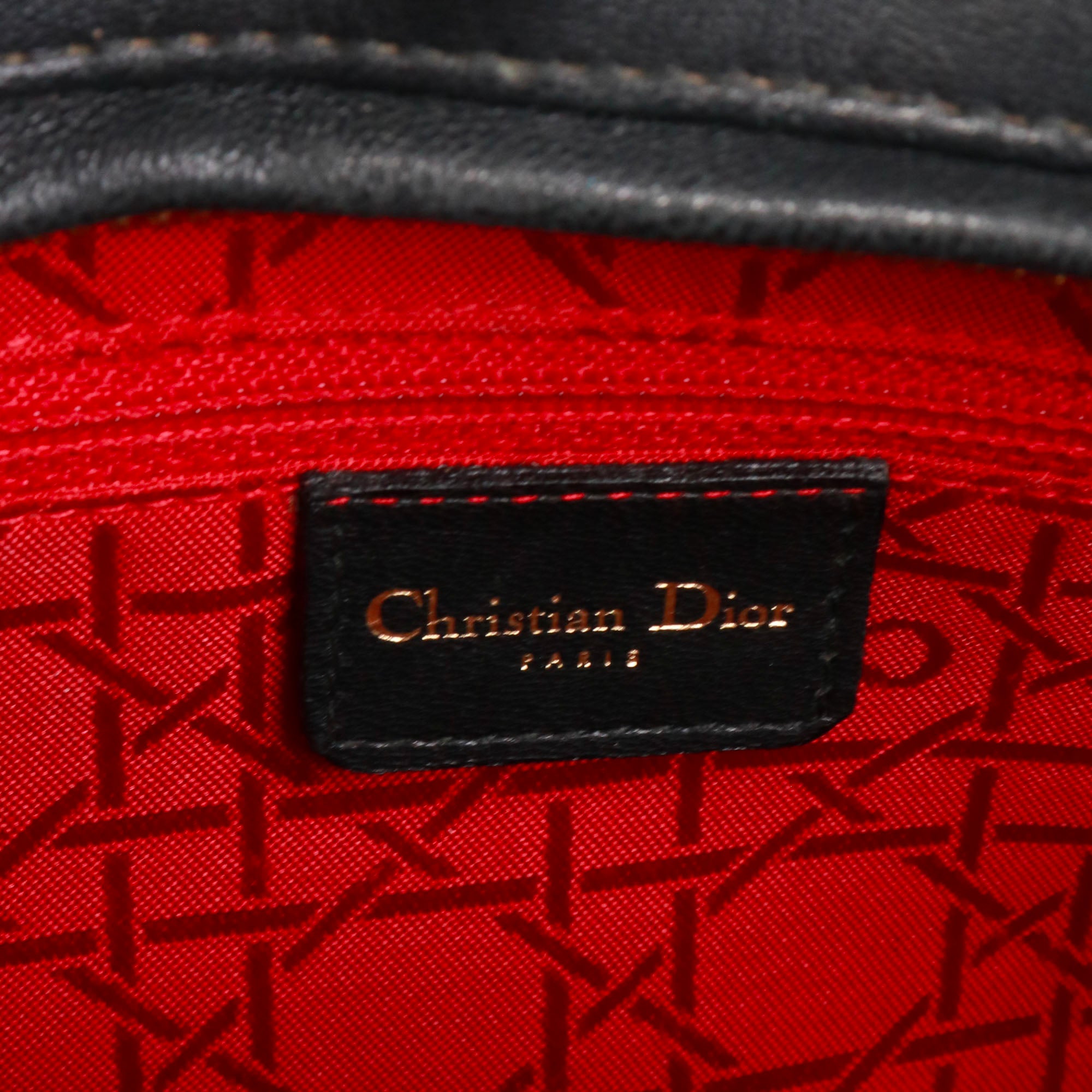 DIOR - Sac à main Lady Dior large en cuir matelassé noir vintage